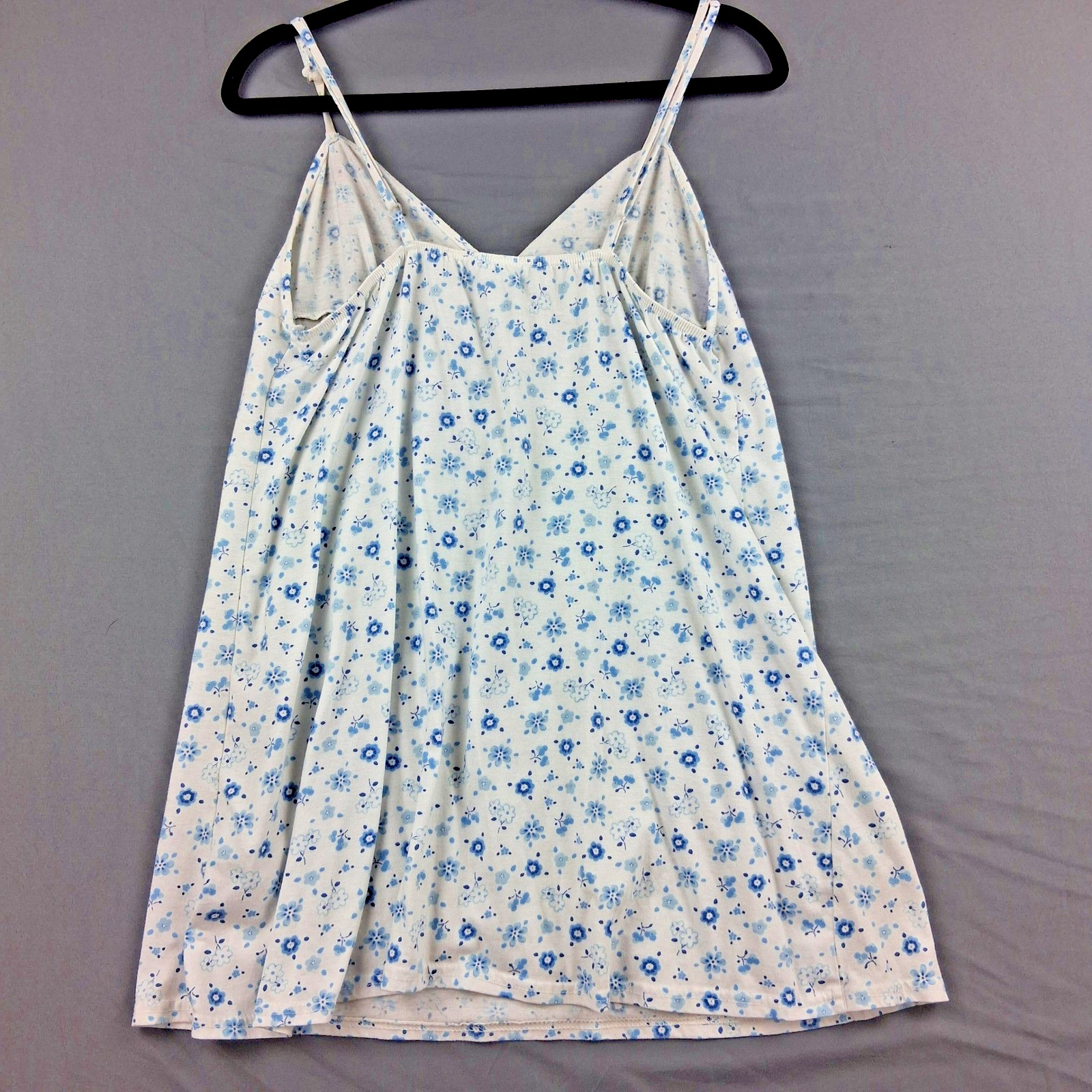 Simple Pleasures Vintage Blue Floral Cotton Blend Nightgown Chemise Large R00640