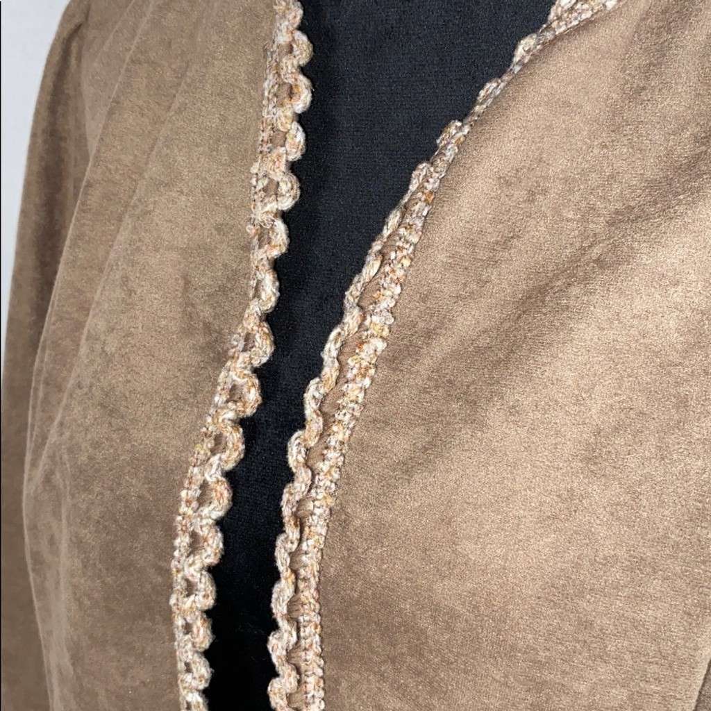 Vintage Marty Gutmacher Brown Velour Open Front Jacket Lightweight Casual XL