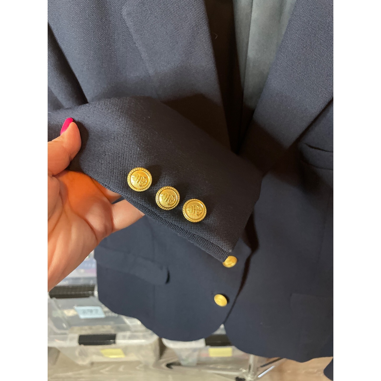 Vintage 90s Y2K Lady Beall Navy Blue Nautical Womens Blazer with Gold Buttons