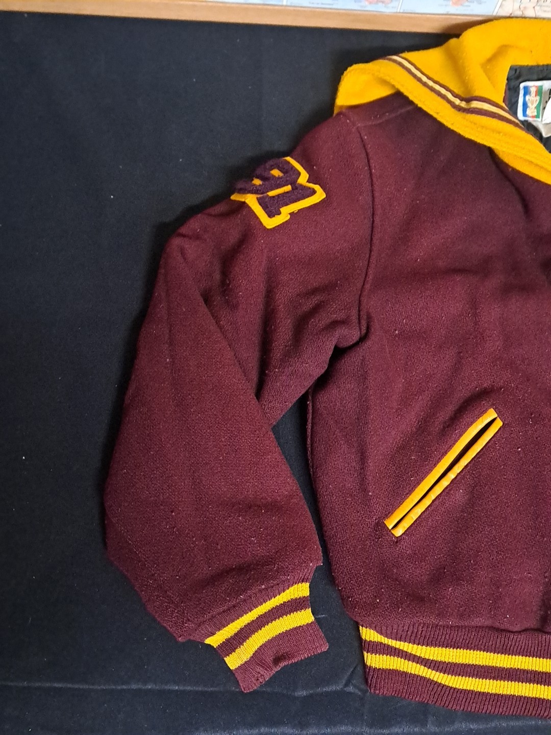 Vtg 80s Trophy Jackets Varsity Letterman #91 „S Tigers” Maroon/Gold Wool Girls M