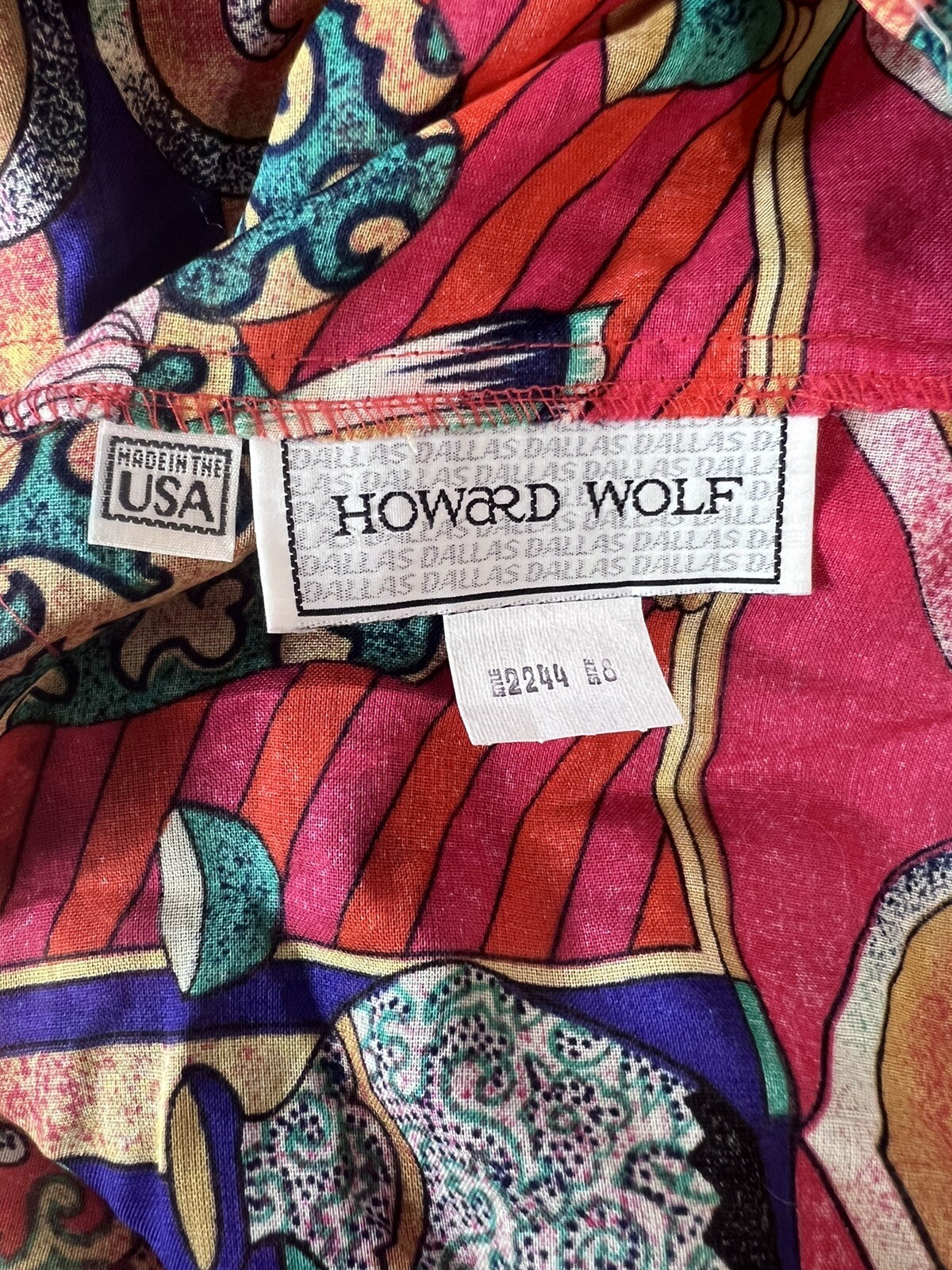 Vintage 80’s Howard Wolf Colorful Ethnic Skirt Matching Blouse Set Women’s 10