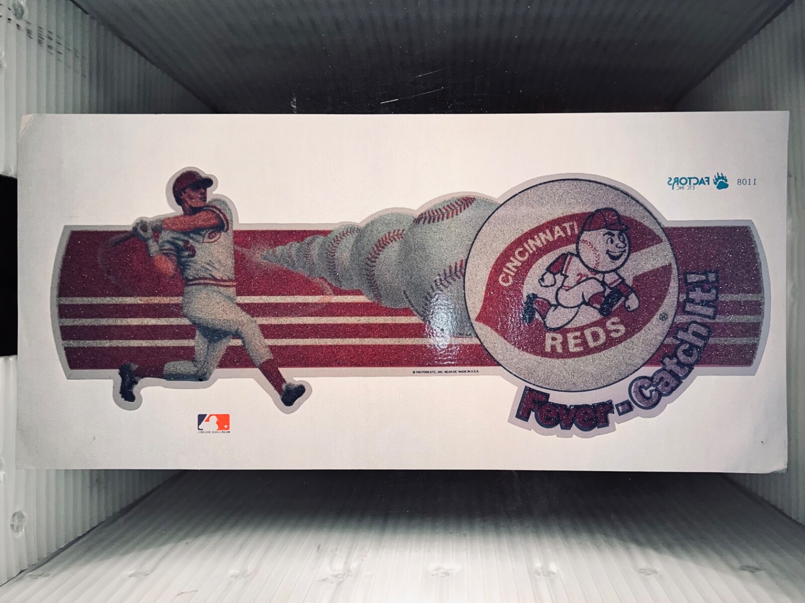 vTg CINCINNATI REDS Baseball MLB 80’s topps CATCH THE FEVER LOGO T-Shirt Iron On