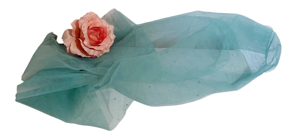 Vintage 1950s Party Dress Bridal Cupcake Prom Dress With Straps & Scarf Tulle