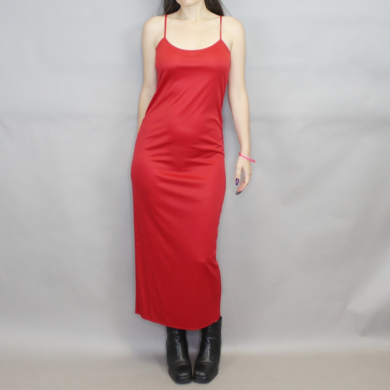 Vintage 80s Red Slip Maxi Dress