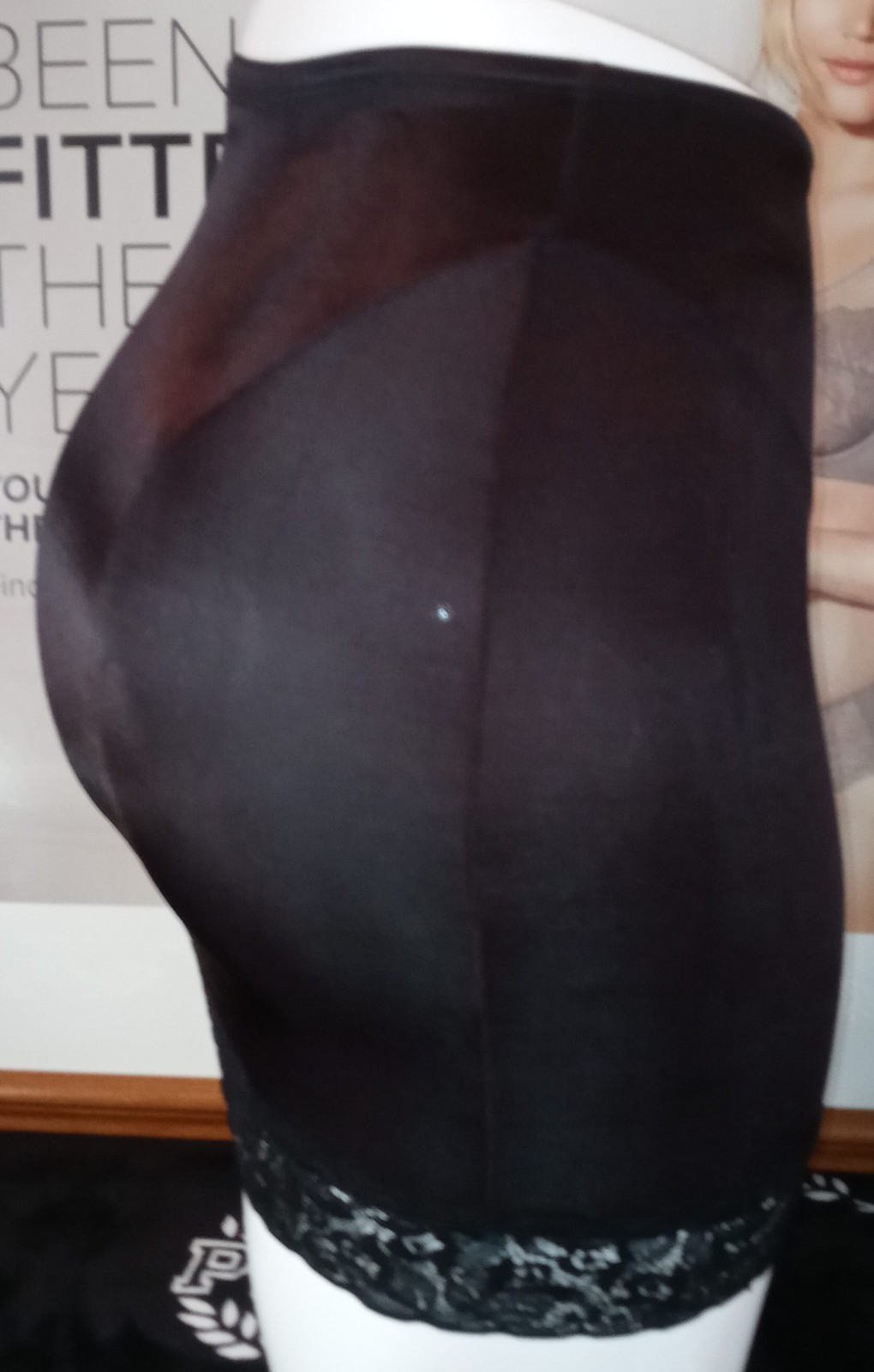 Vtg Second Skin Nylon hanes her way Black Lace Half Slip Shaper size L