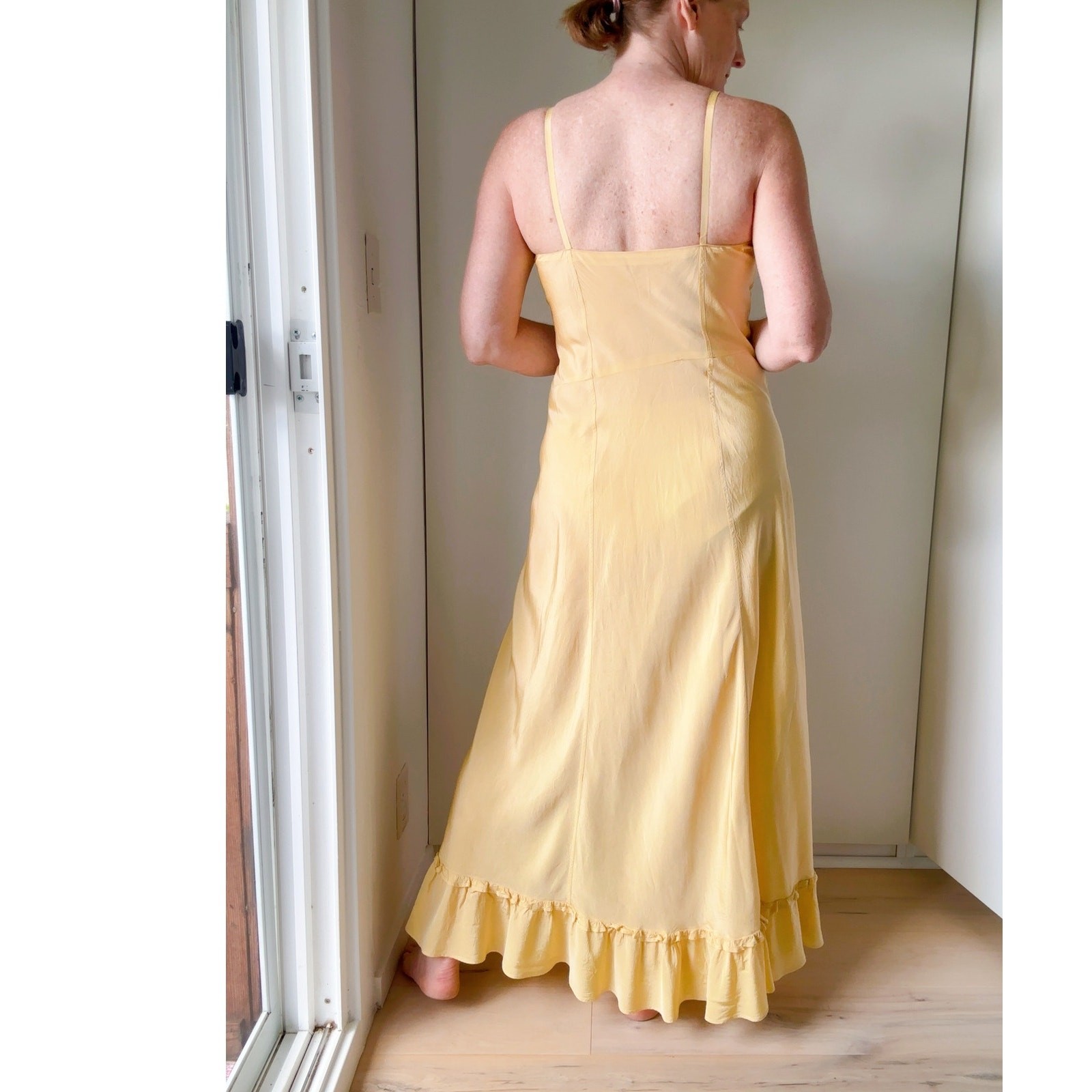 Antique 40s Buttercream Yellow slip dress Maxis SZ M/8 Soft Girl Coquette