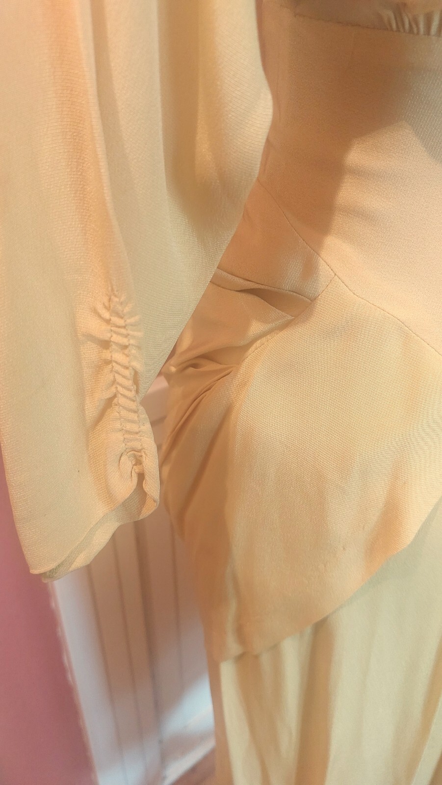 1950s Lilli Diamond Chartreuse Rayon Dress, Bat Wing Sleeves, Swag, Train XS