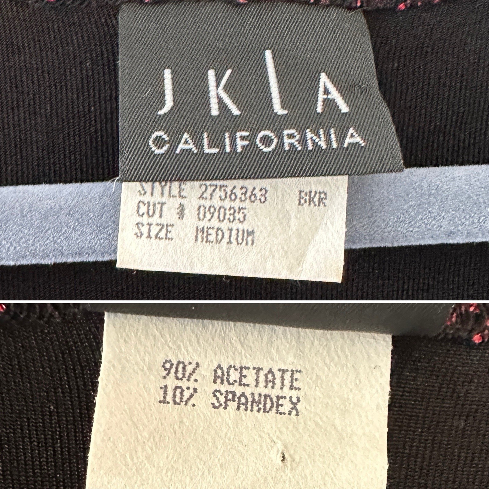 Vintage 90s JKLA Black & Red Glitter Floral Slinky Tank Top Women’s Sz Med Party