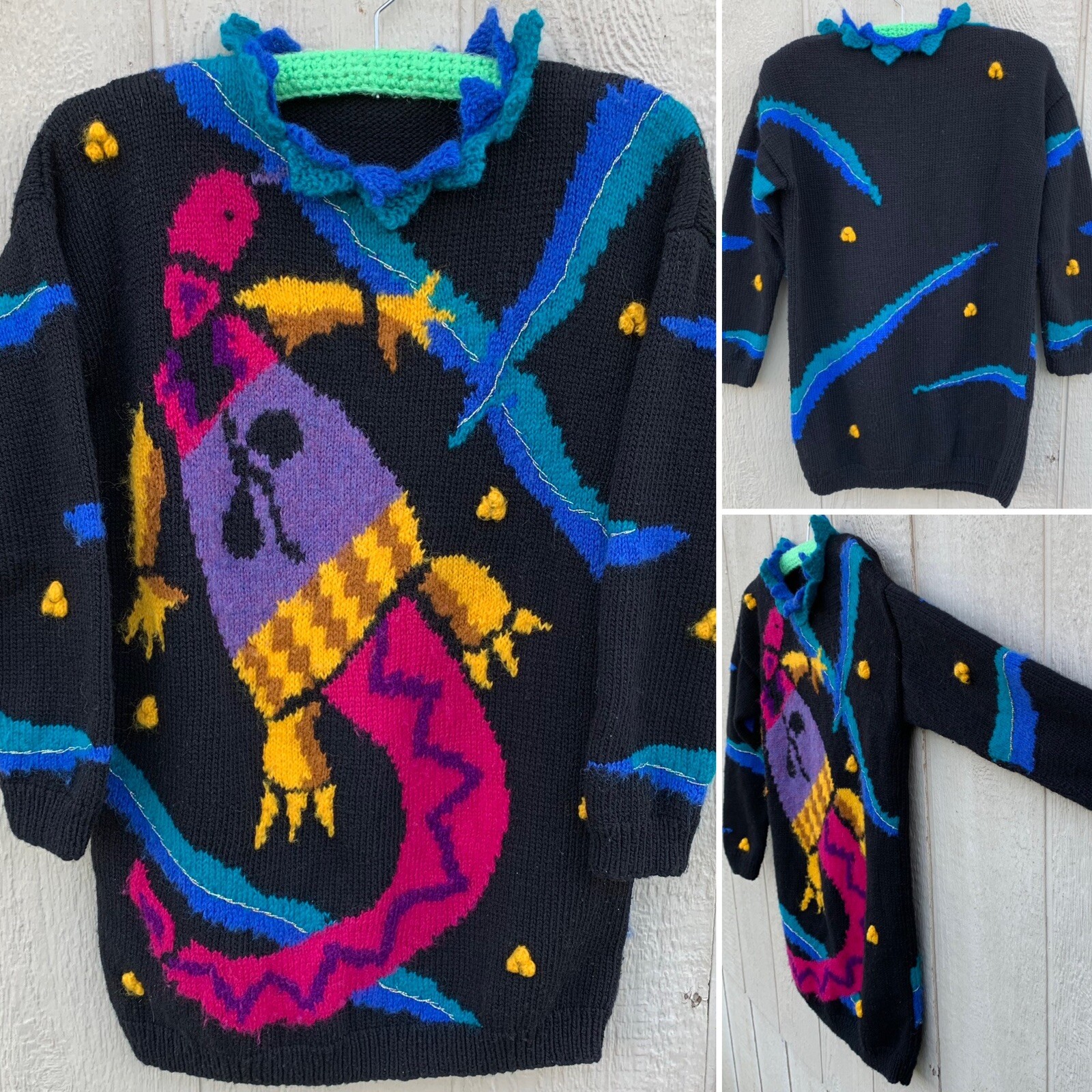 vintage Gecko sweater colorful 80s style (see pics for measurements)