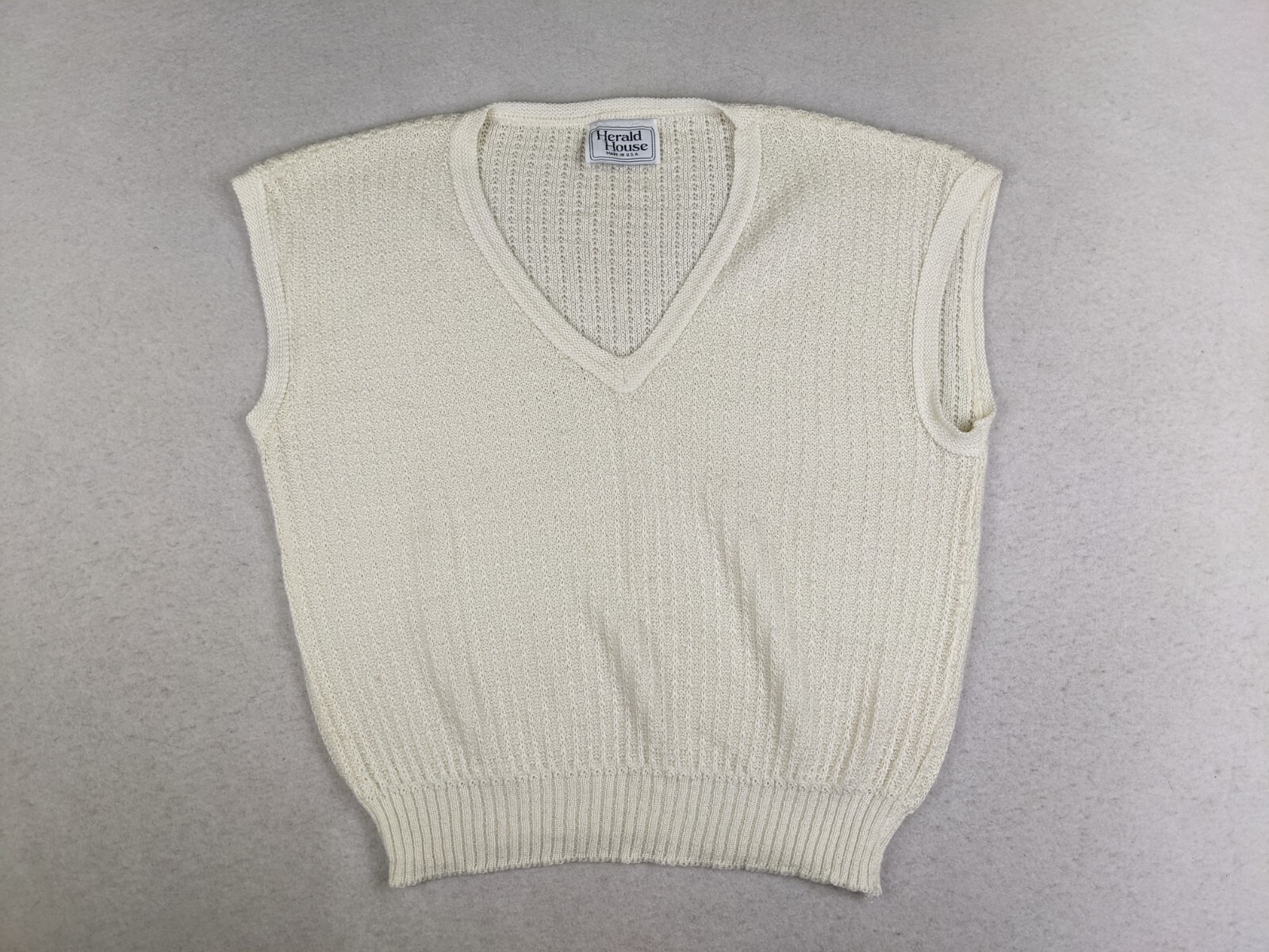 Herald House Women’s Sweater Vest Size Large Vintage Ivory Lightweight