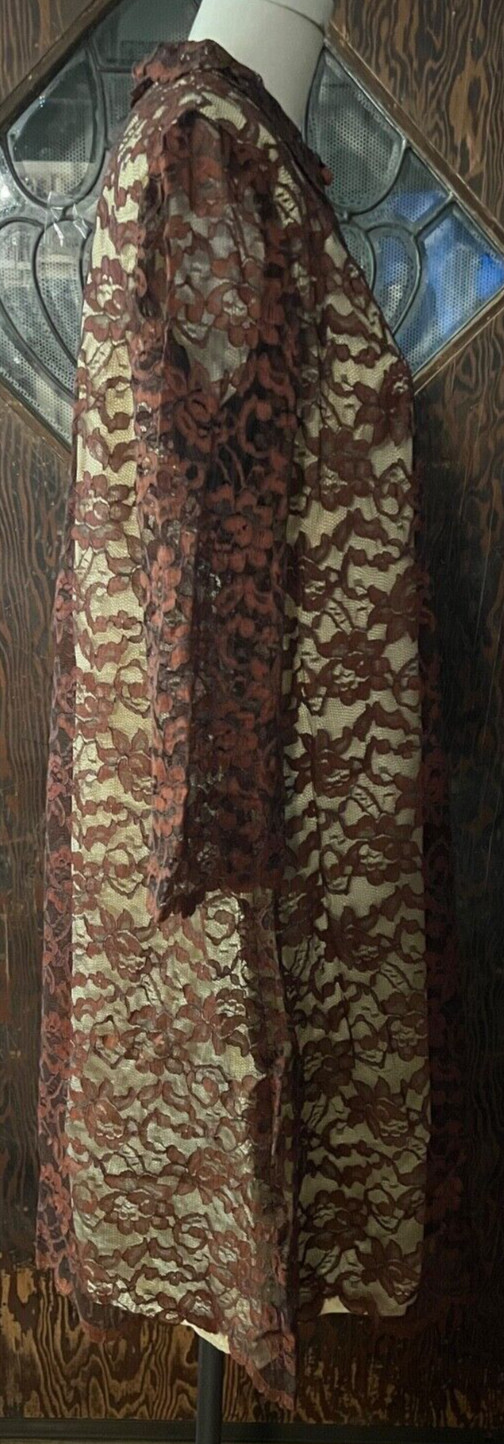 Vintage Brown Lace Dress With Buttons And Zipper In Front