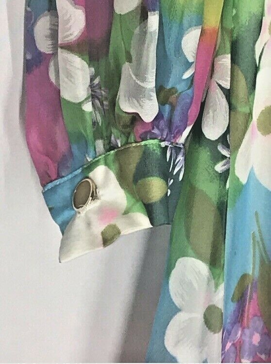 Vintage 60s/70s Flower Lounge Dress By Conrad Lingerie w/Zipper Back