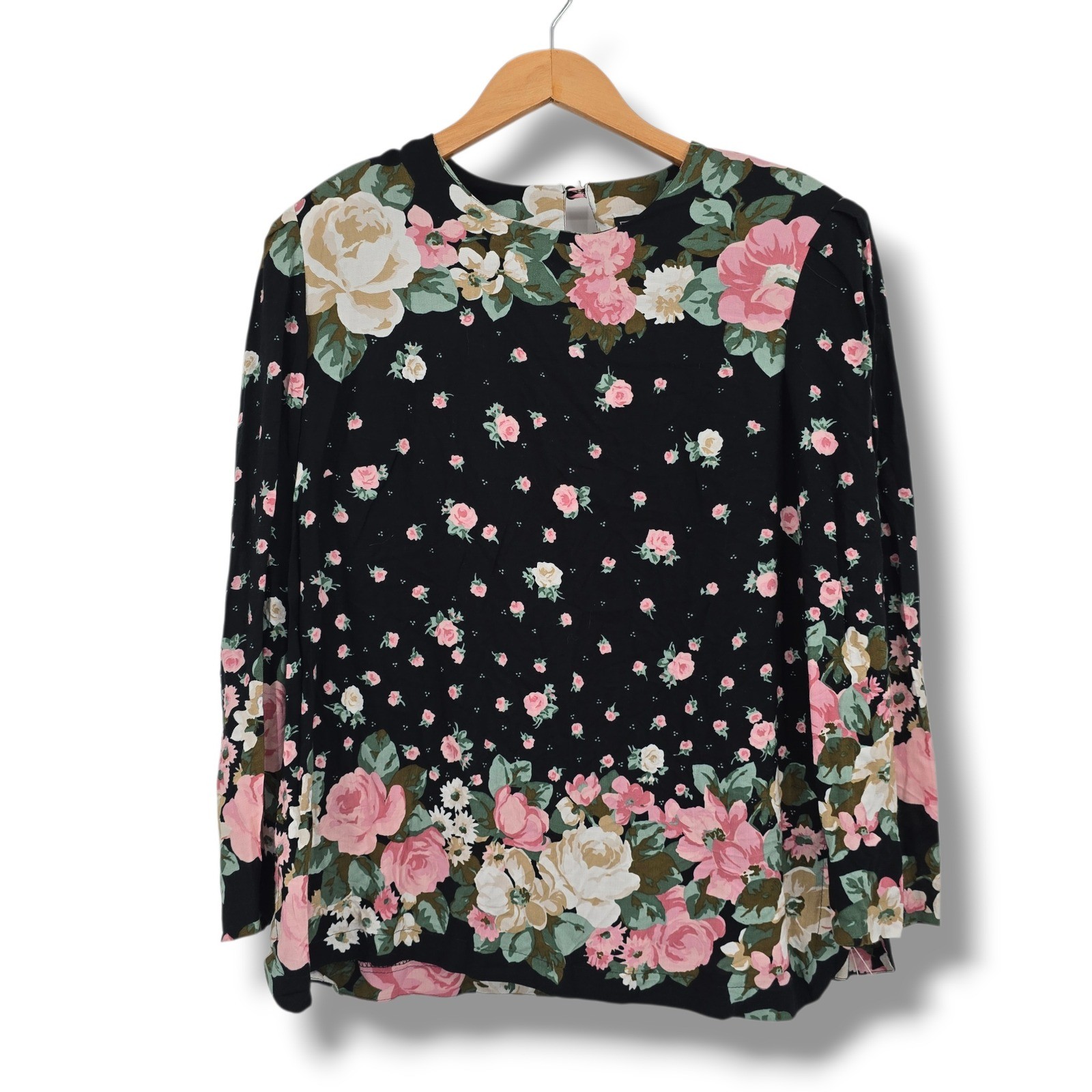 Vintage Damon Dress Floral Blouse Long Sleeve Top Size 16 Made USA Cottage