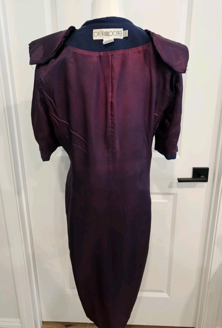 Vintage Lined Navy Pretaporte Coat Dress w/White Mother of Pearl Buttons Sz 6