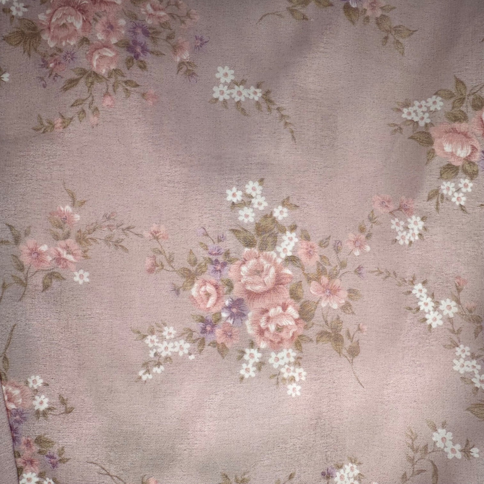 Vintage 1980s Pretty In Pink Floral Dress Shear Puffy Sleeve Rose Flower Cottage