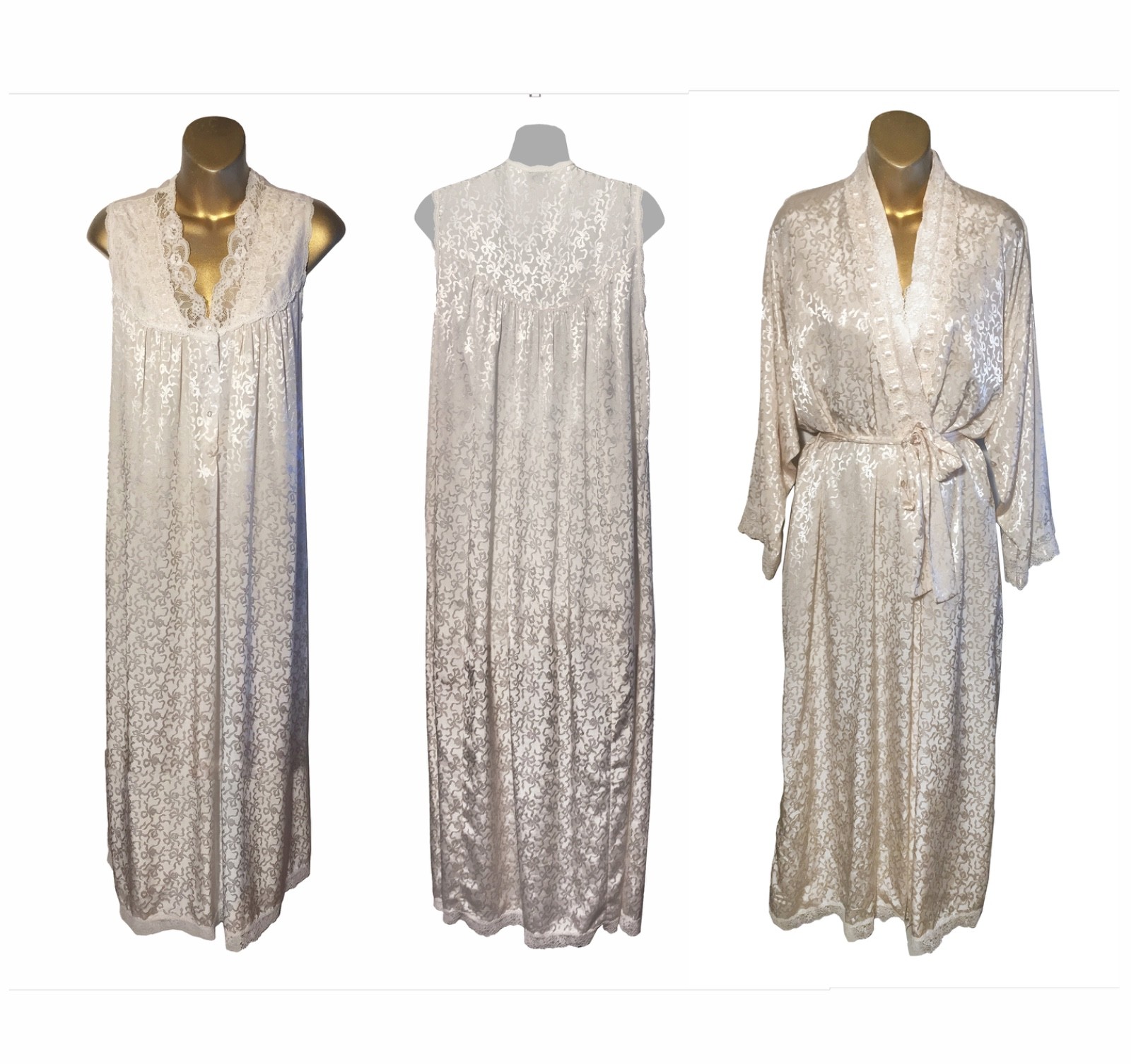 VTG CHRISTIAN DIOR LeCONNAISSEUR GORGEOUS IVORY GOWN+PEIGNOIR BRIDAL BEAUTY M/L