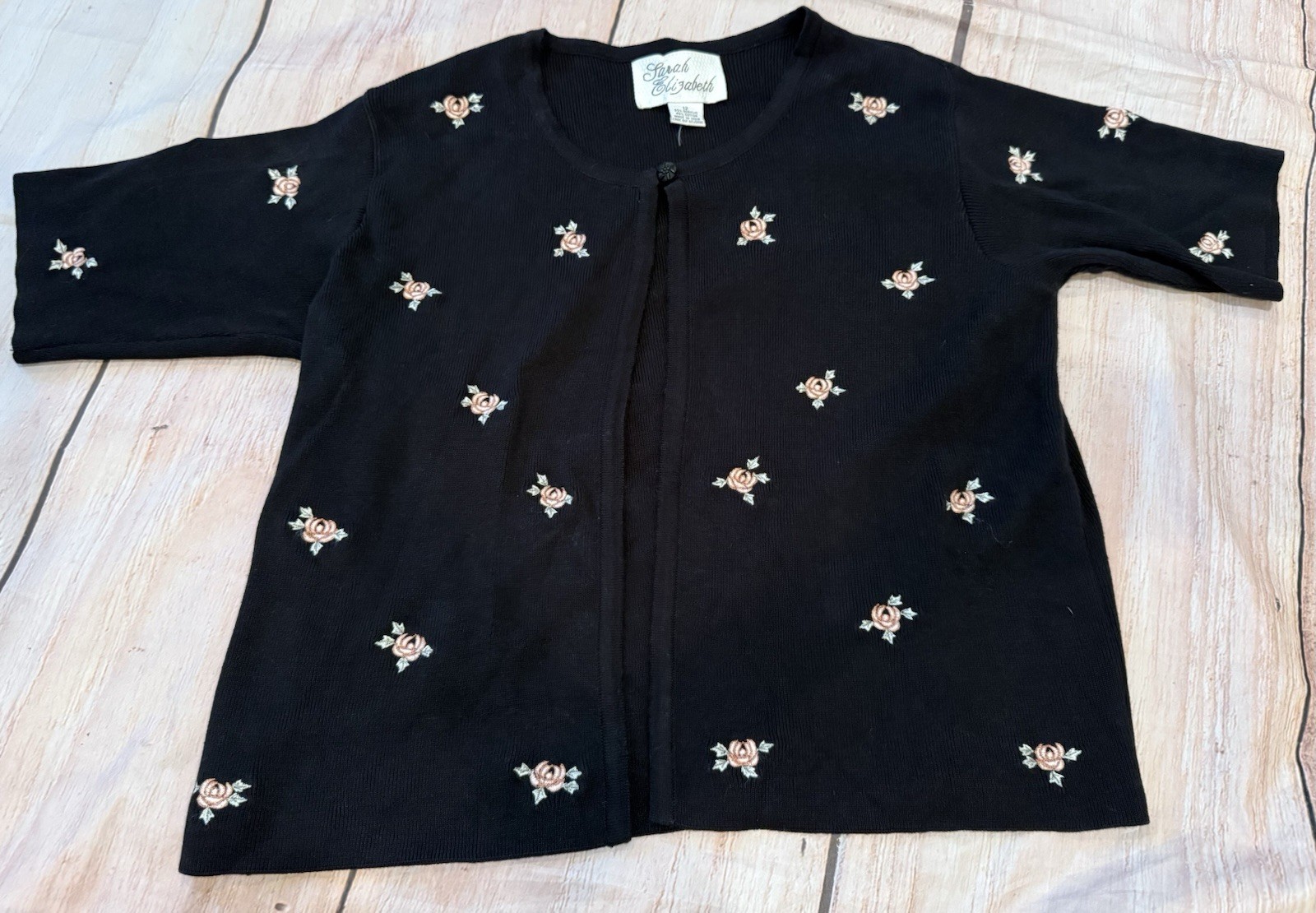 Vintage Sarah Elizabeth Cottagecore Size 12 Romantic Embroidered Cardigan