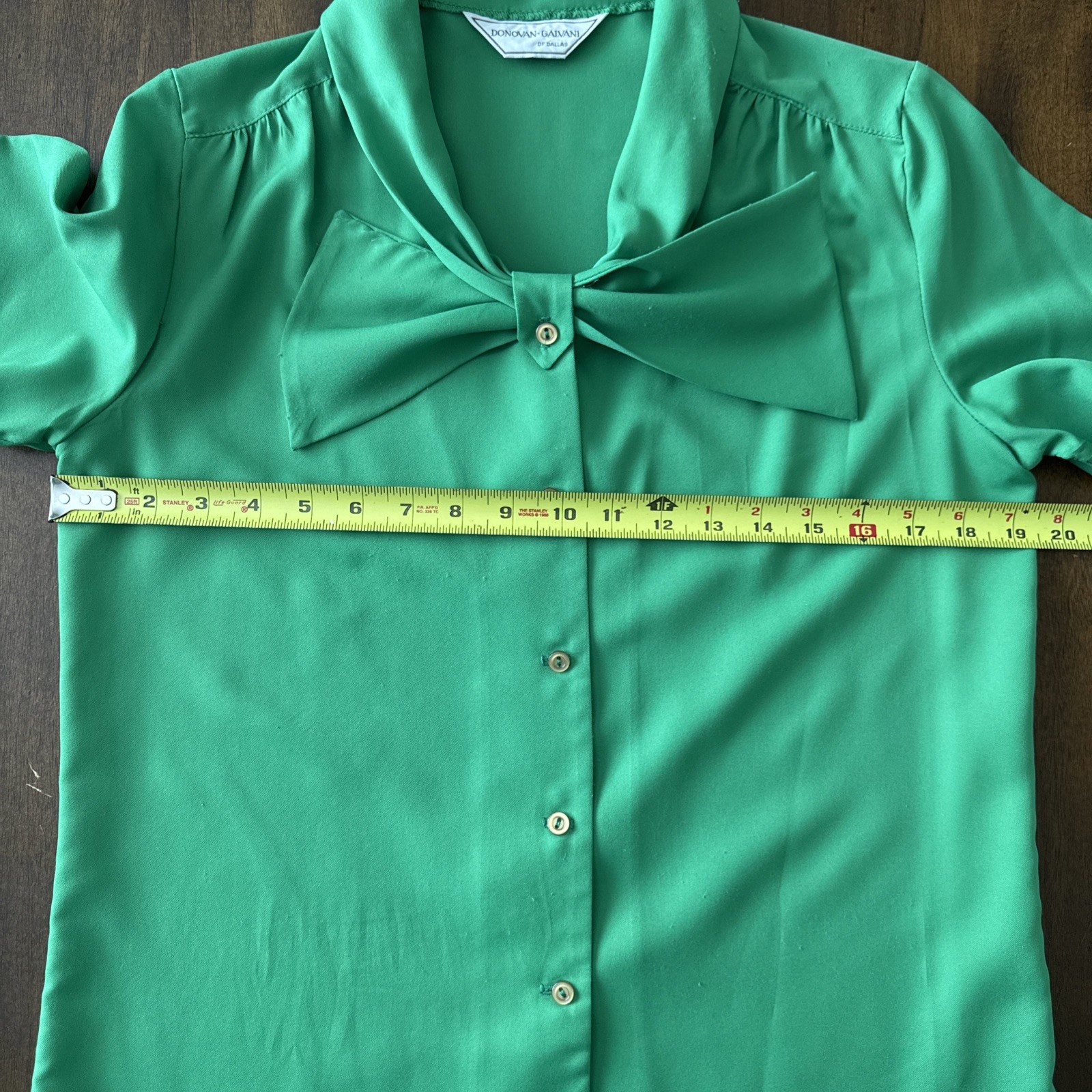 Donovan Galvani vintage green blouse 12 Retro Secretary Mod Academia Bow Front