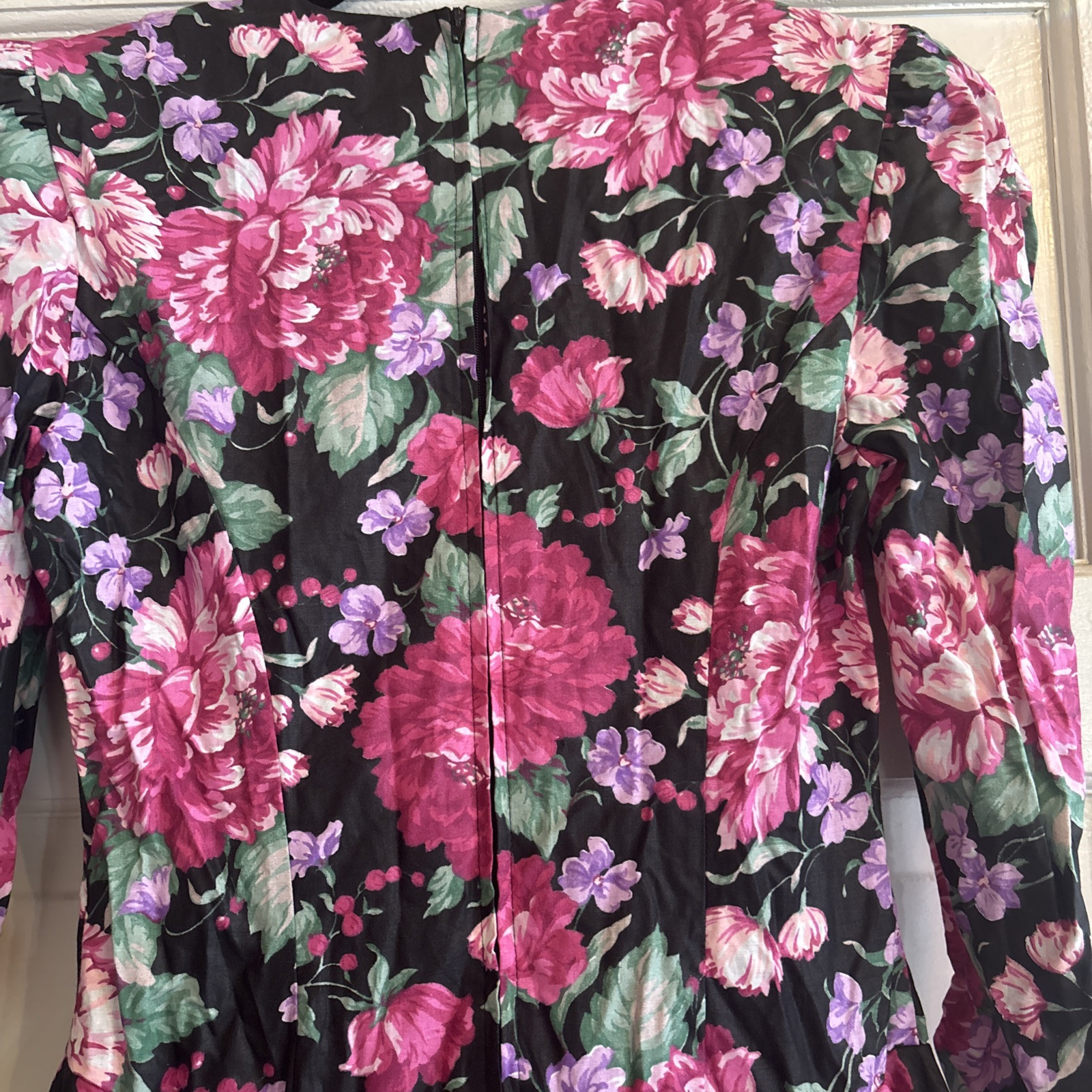 Vintage 80s Cottage Core Puff Sleeve Floral Punk Dress Peplum 3 XS Mini New Wave
