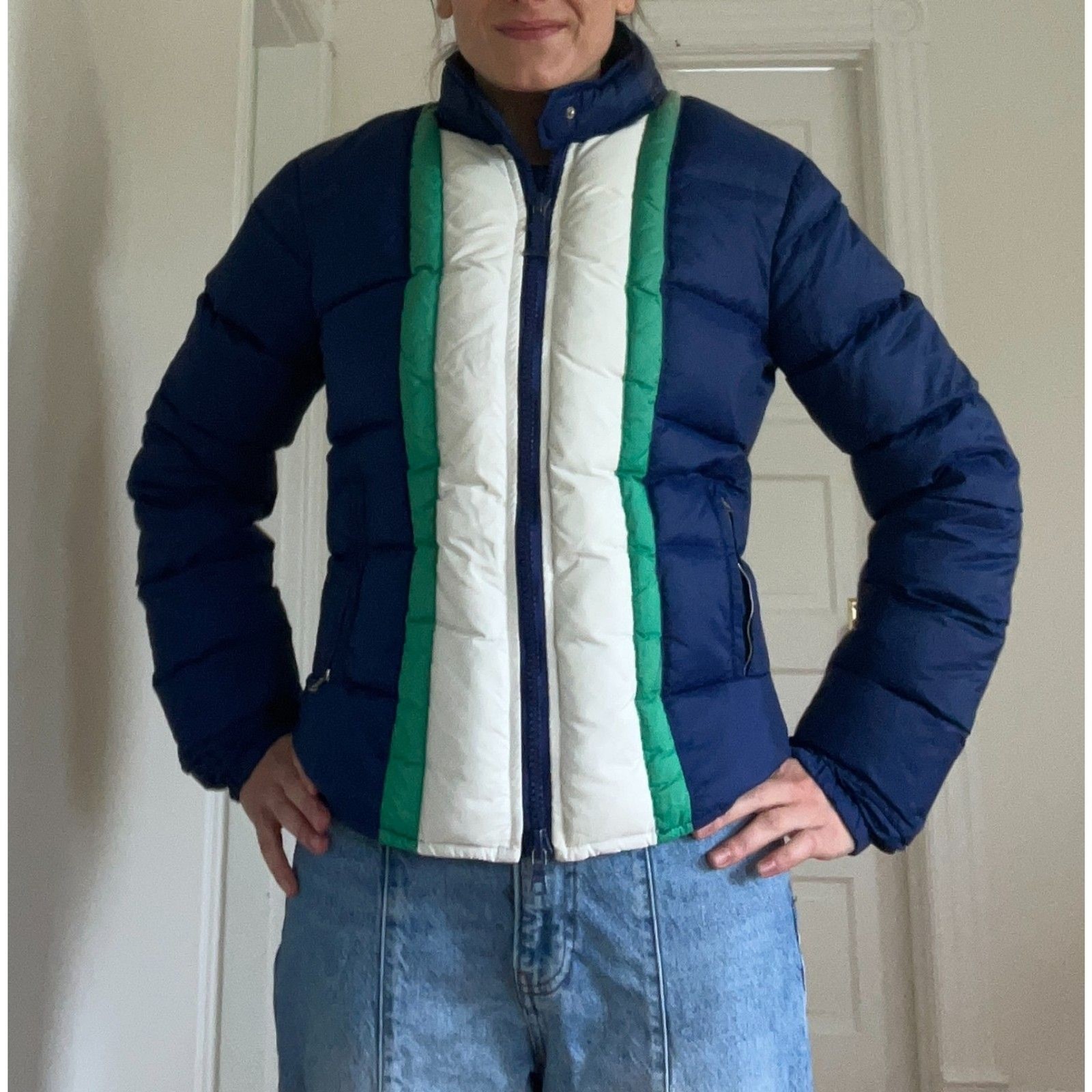 Vintage Retro Colorblock Puffer Jacket Gorpcore- Number 1 Sun – Women’s L