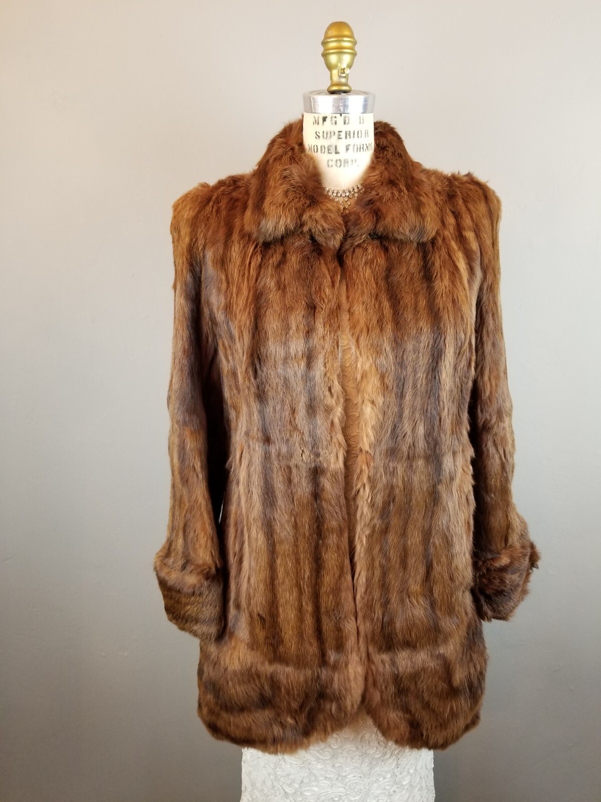 Vintage 1930’s Beautiful Brown Mink Stroller Coat w/Pockets & Embroidered Lining