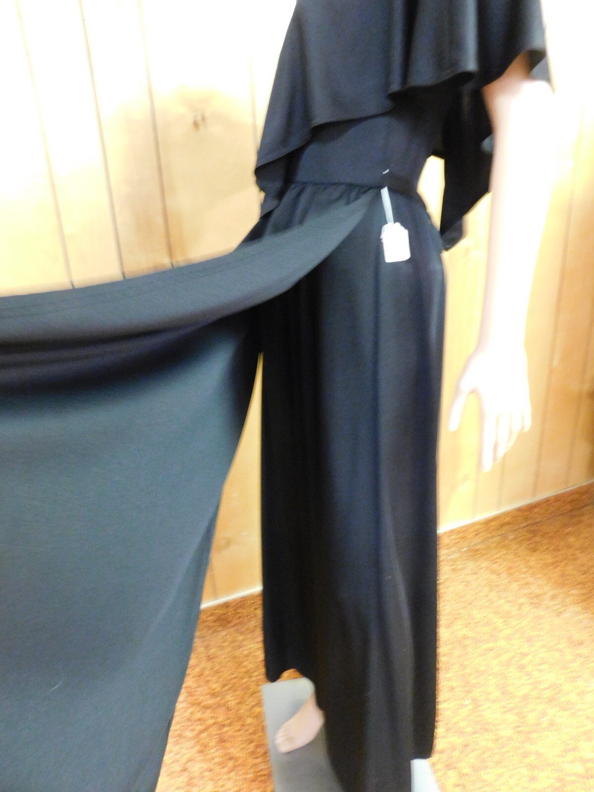 Vintage BROWNSTONE STUDIOS Black Poly Evening Dress Gown Maxi 28″ Waist*