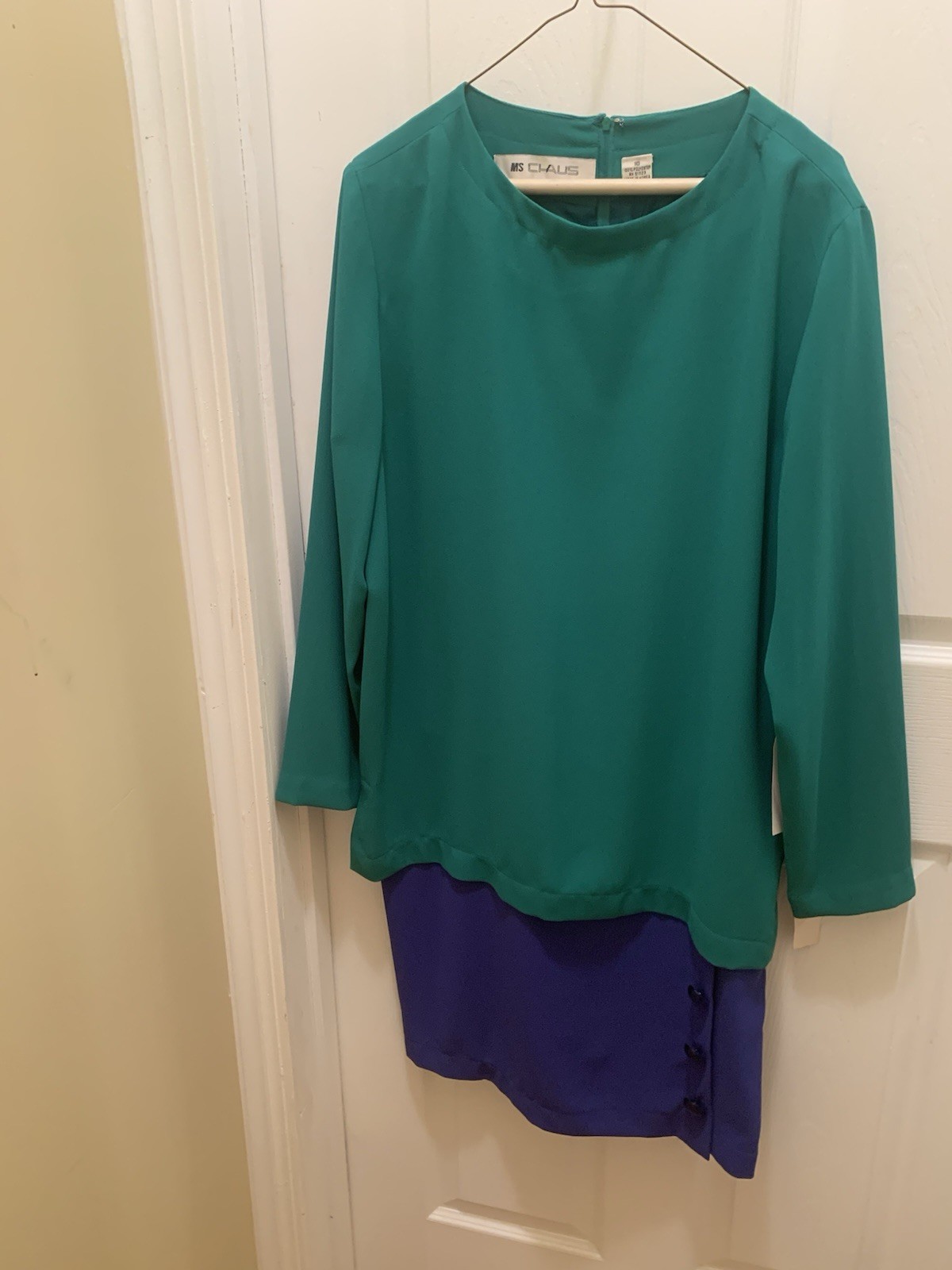 Dress Size 10 Green Blue 90s Vintage Sheath Chic Career Midi Timeless Ms Chaus