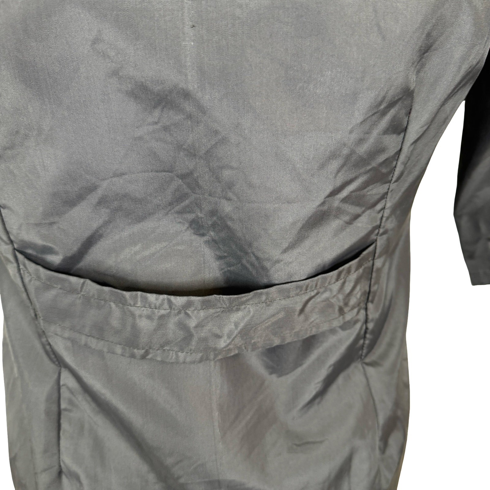 Vintage 60s Faberyl Grey Nylon Smock Dress Art Teacher Workwear Uniform Mod M L