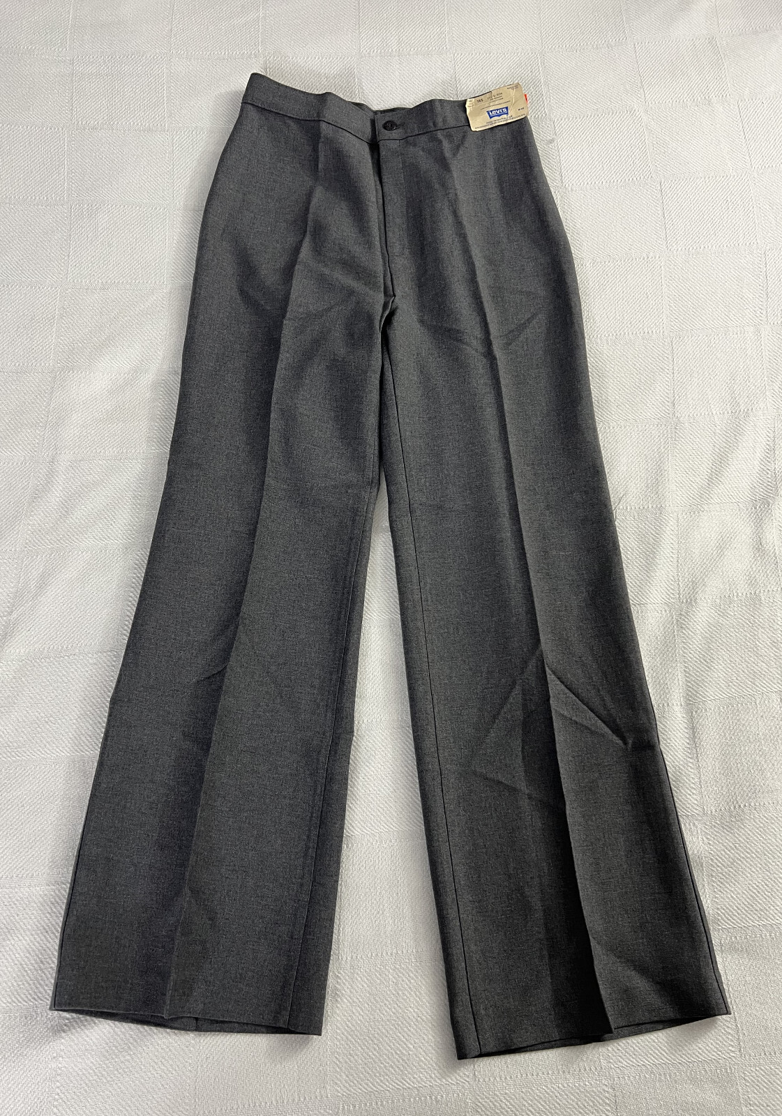 Vintage Levi’s 70s NWT Gray Polyester Pants Flare Slacks 16 Short NEW NOS Levi