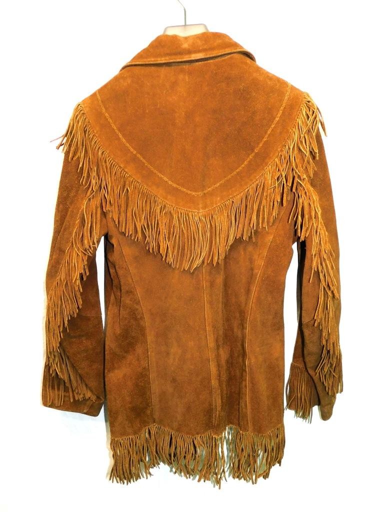 Vintage Pioneer Wear M Brown Suede Western Fringe Coat Woman Rockabilly Rodeo