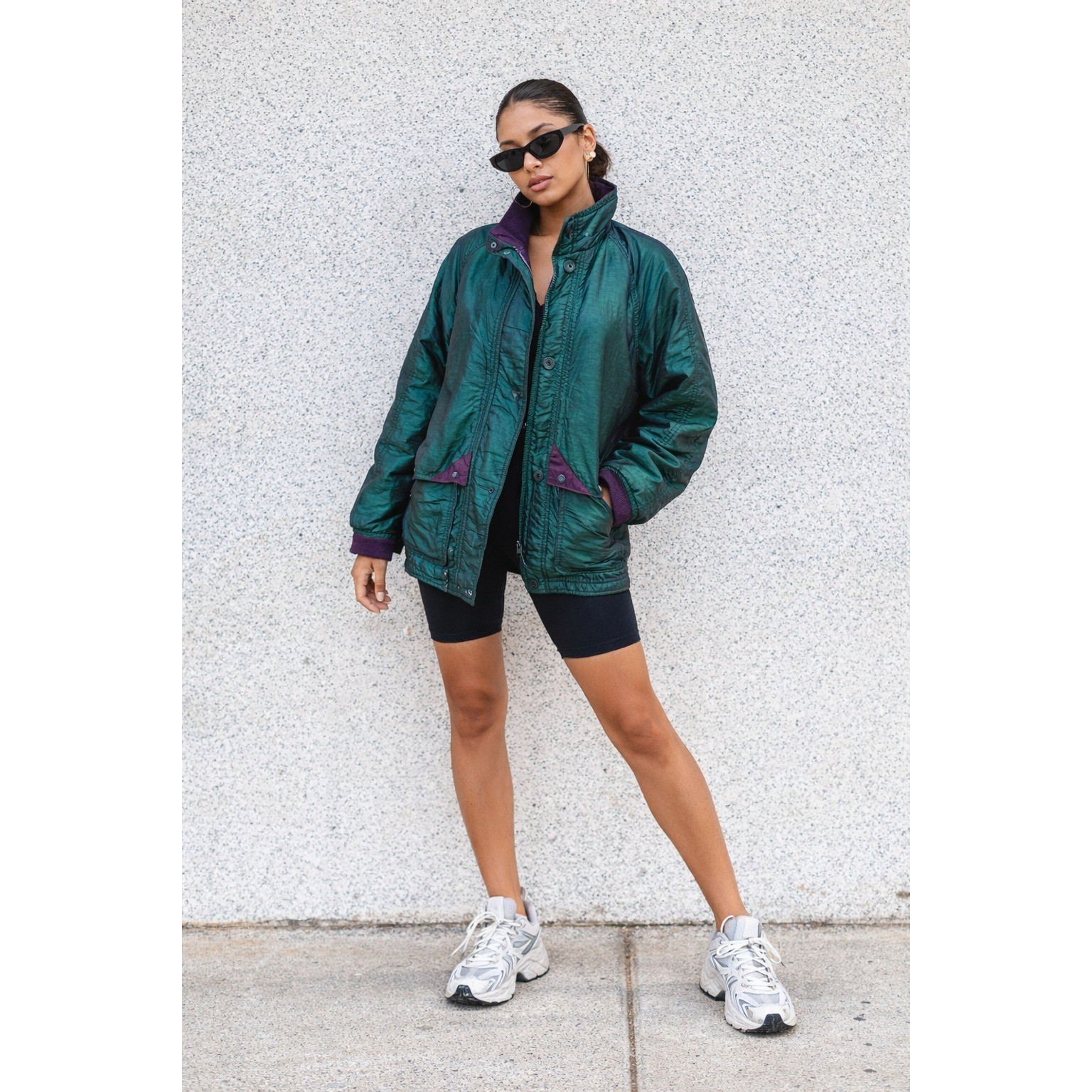 Kristin Paige Sportswear Vintage 90s Iridescent Parka Jacket Green Purple Small