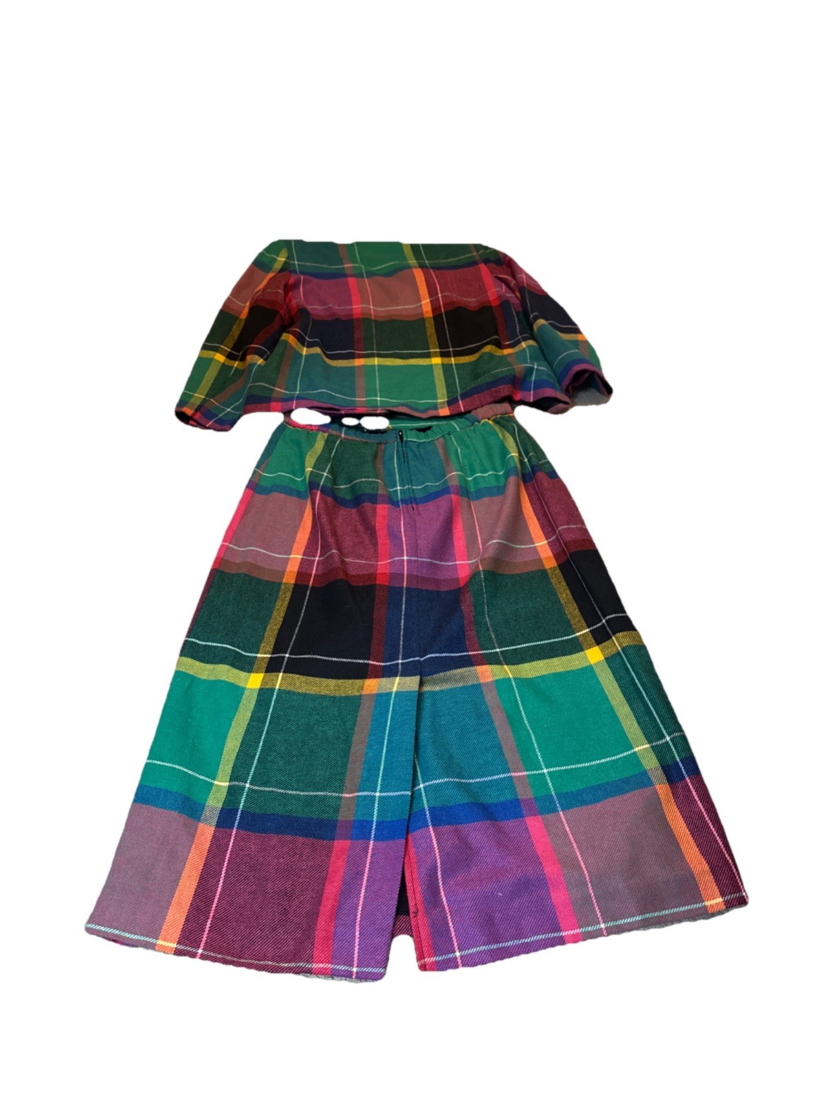 Vintage Jo Hardin Lined Colorful Wool Blend Skirt Jacket Set Size 14