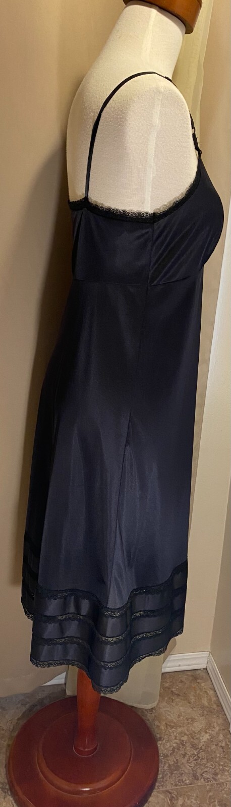 Vintage Sears Black Snip-It Full Slip Sissy Size 38 Retro Pin-Up