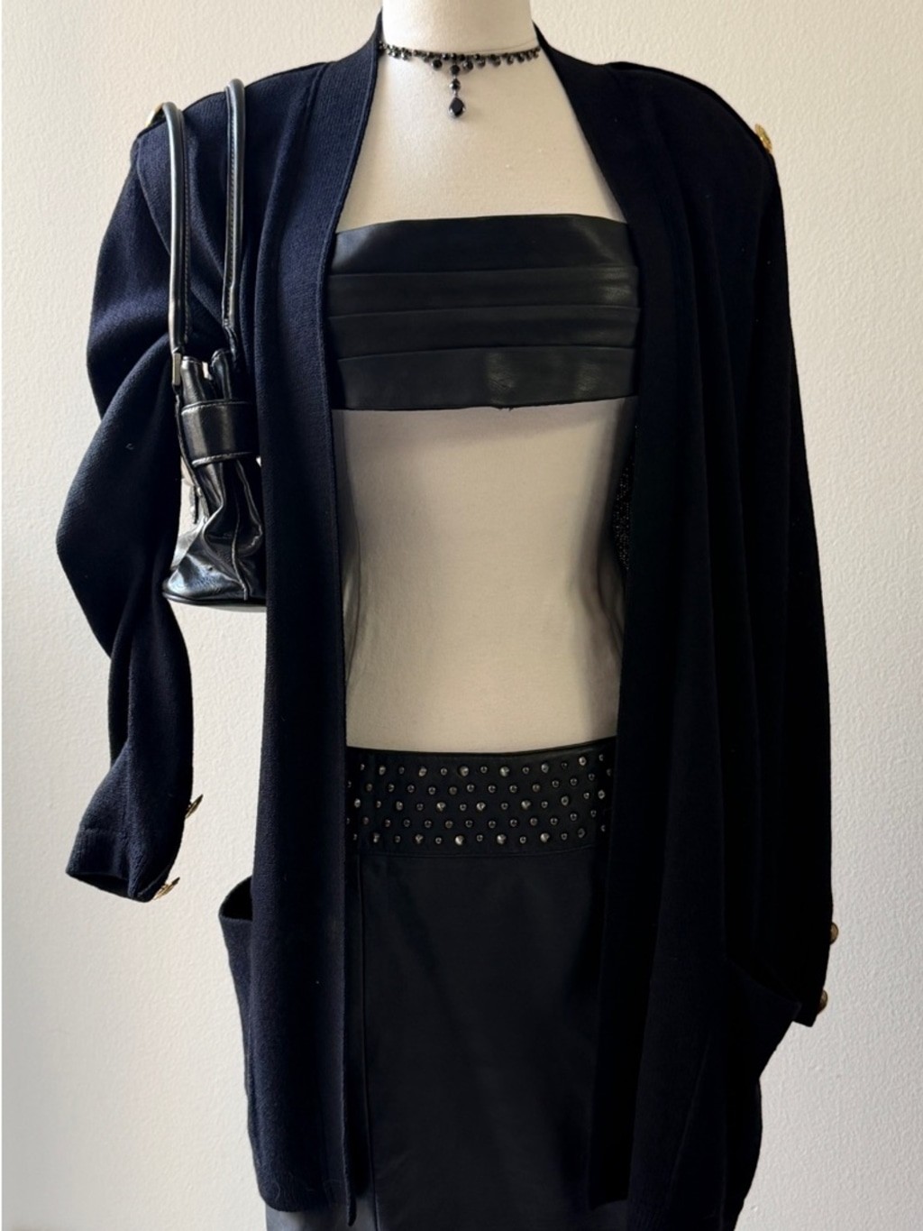 Vintage St John Black knite Cardigan