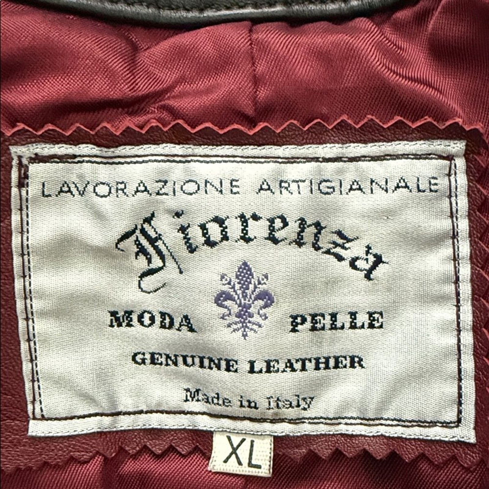 Forenza Vintage 80s Italian Black Wine Red Color Block Leather Jacket Sz XL
