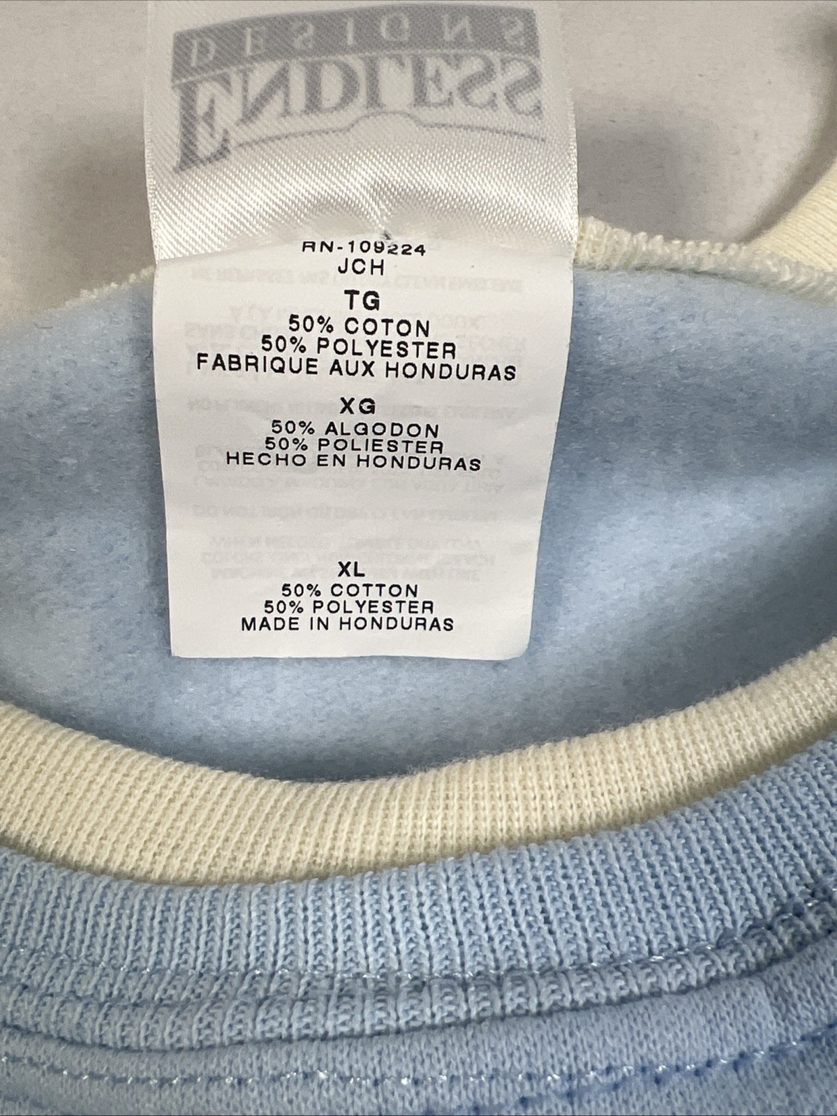 90s Endless Designs Snowman Sweatshirt XL Light Blue Embroidered Winter Holiday