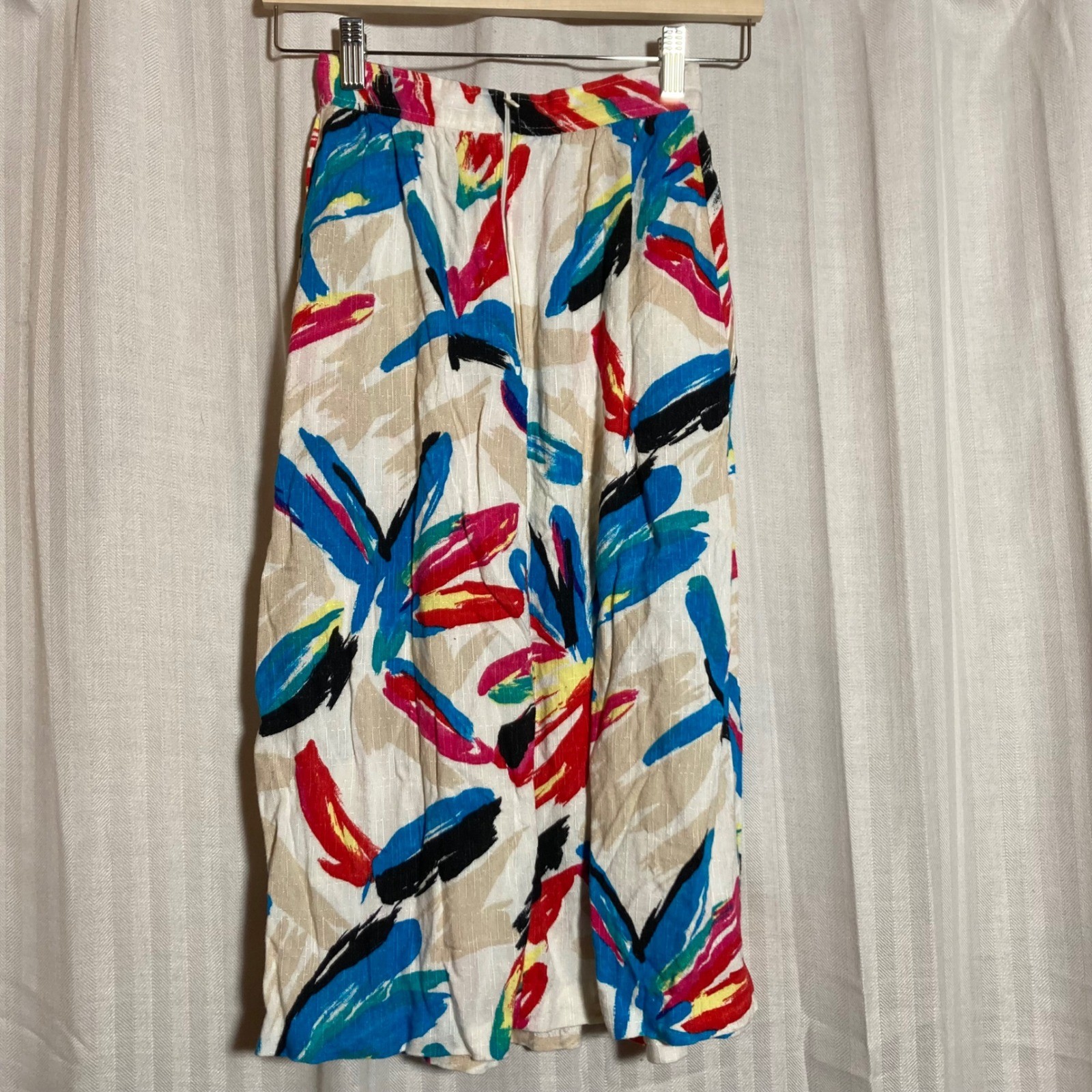Vintage Claude Abstract Brushstroke Midi Skirt Womens 1/2-P ILGWU Made in USA