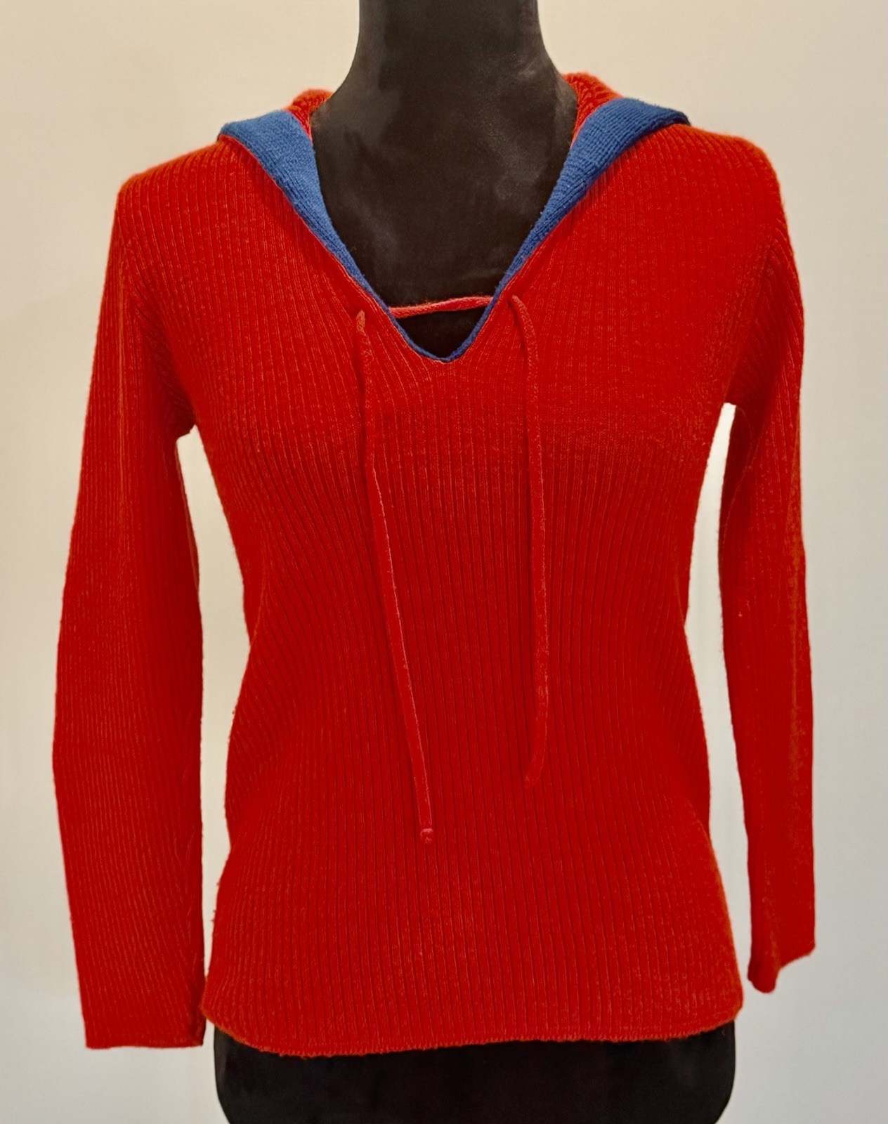 Vintage 1970s Women’s Red & Blue Sailor Style Sweater
