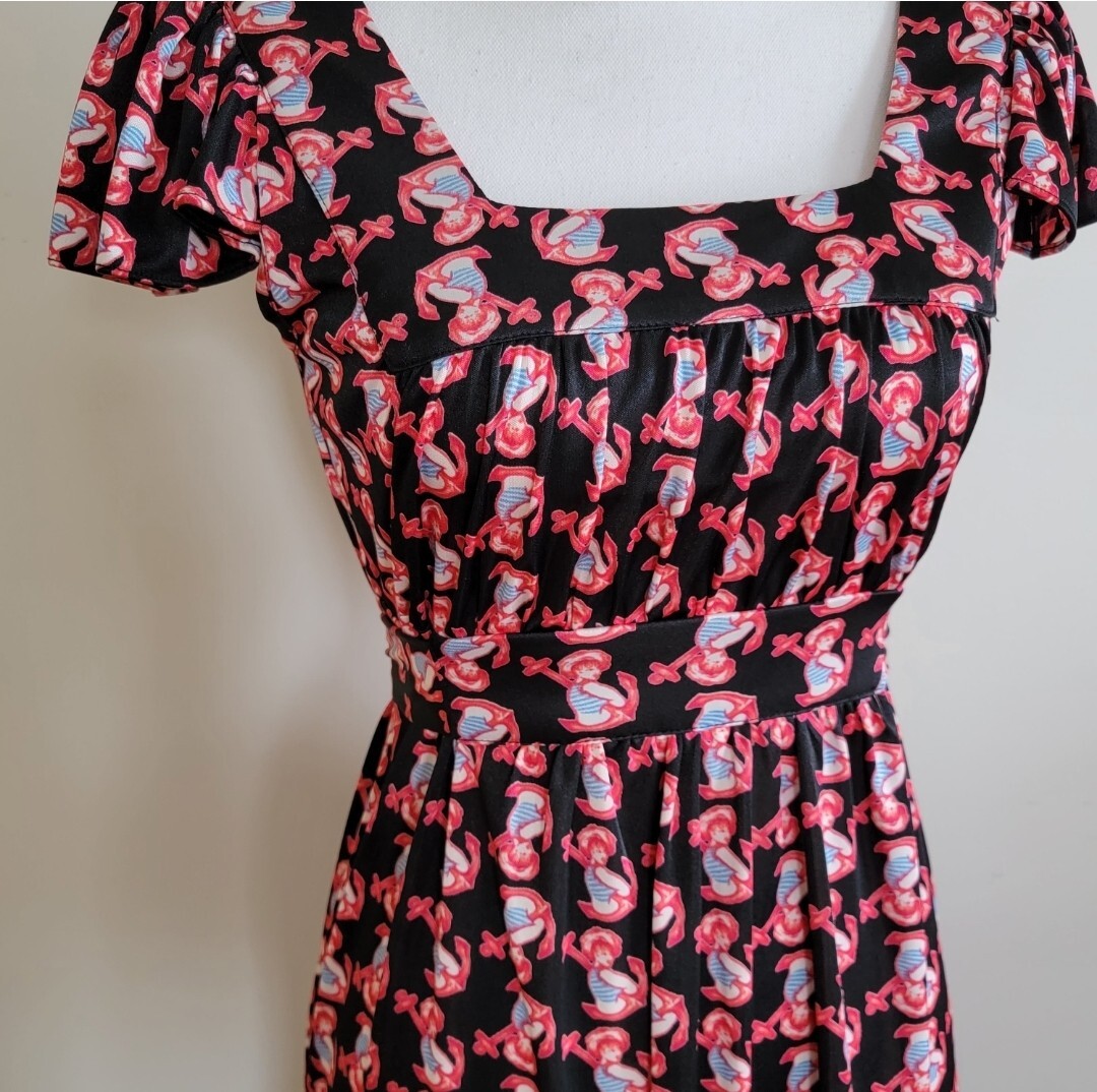 Vintage Betsey Johnson Nautical Bambi Pin-Up Sailor Girl Dress, Size Medium
