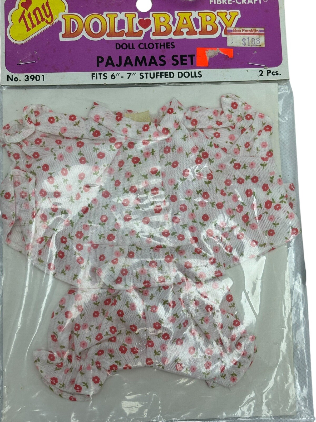 2 Vintage Sealed Tiny Doll Baby’s 1980s Pajama Set Boy Girl Pink Blue Floral