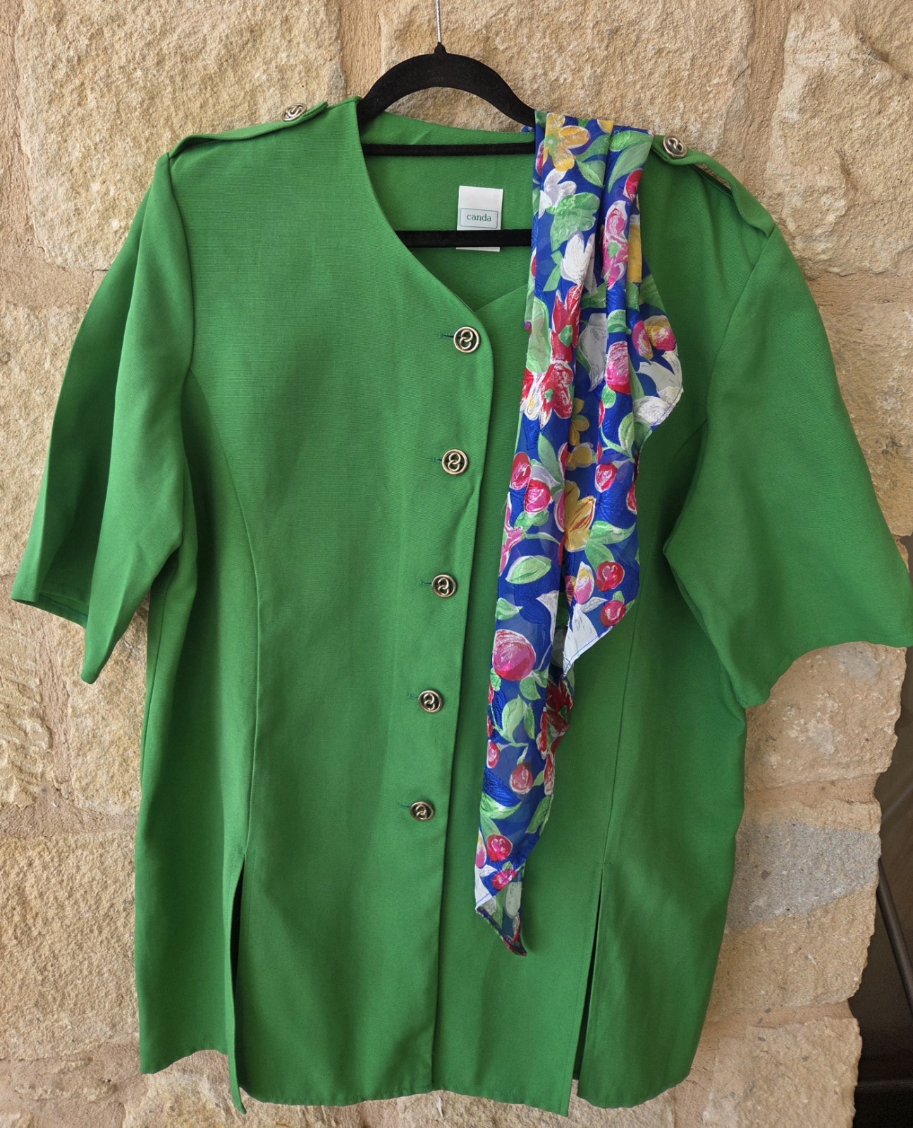 Vintage 80s 90s Canda Short Sleeve Blazer With Scarf
