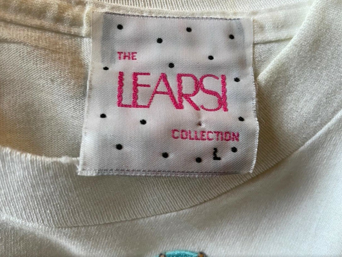 LEARSI Vintage VGUC Women’s L White Single-Stitch Tee w/Tennis Balls/Rhinestones