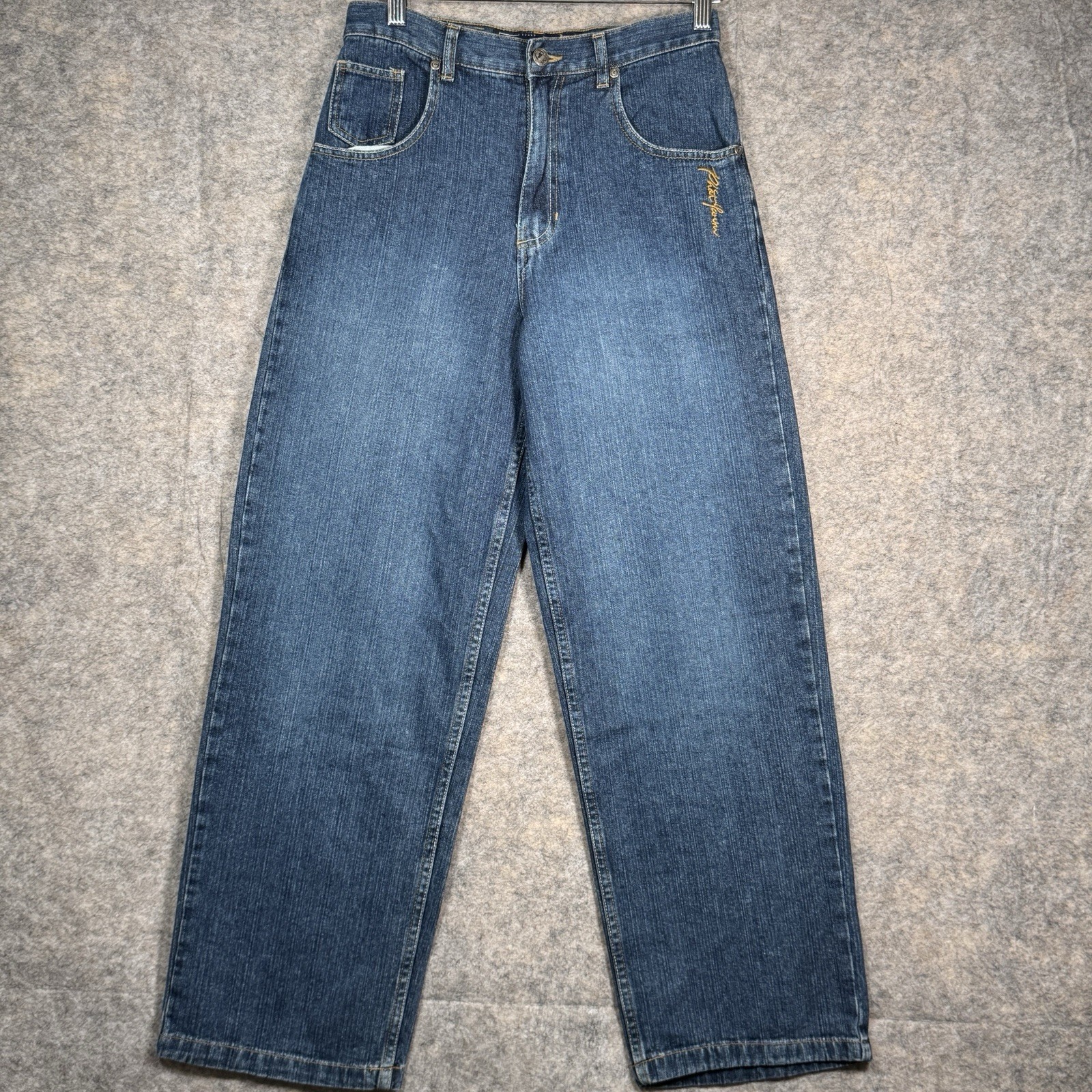 Vintage Y2K NWT Womens Phat Farm Jeans Size 16 28×29 Embroidered Baggy Hip Hop
