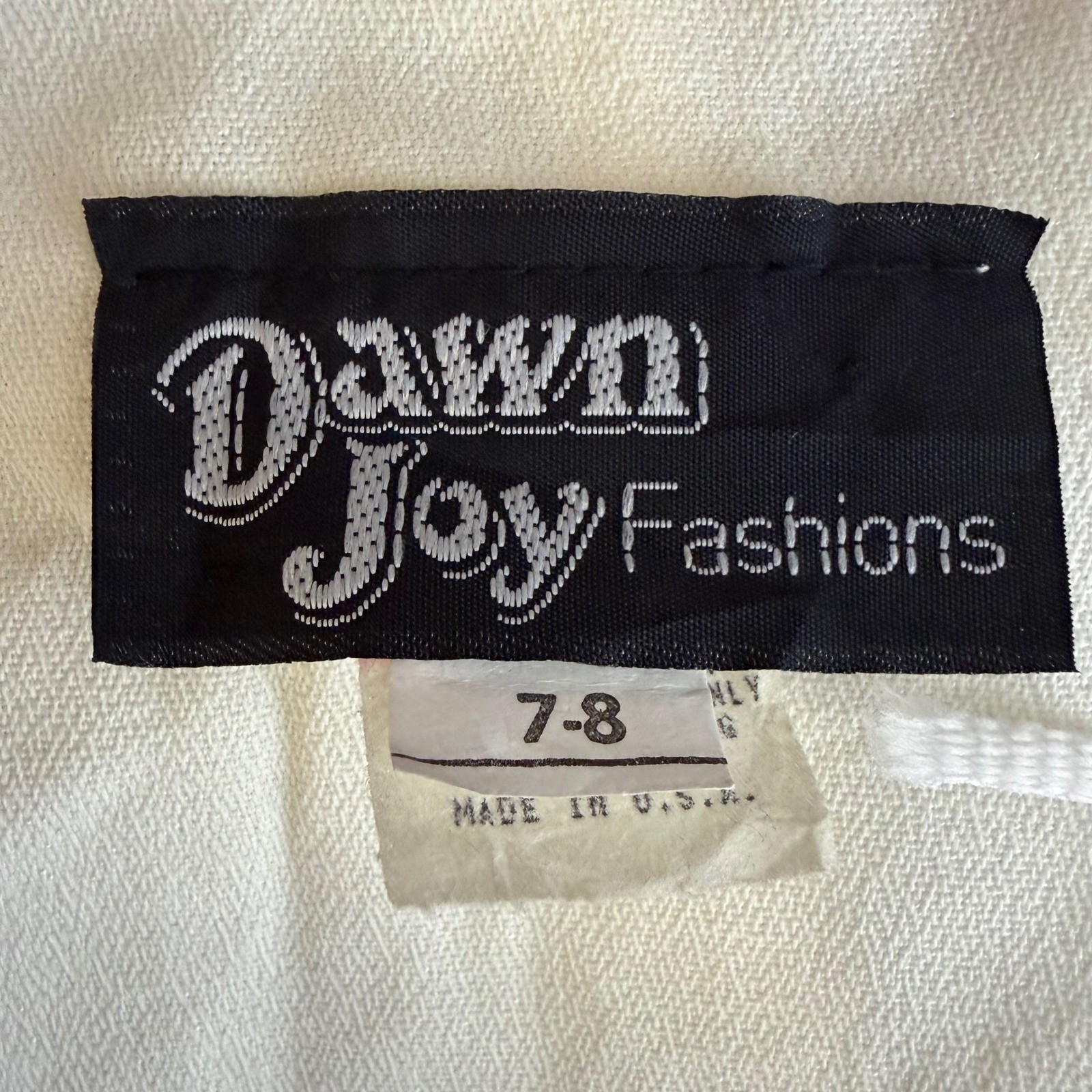Dawn Joy Fashions Womens 7/8 White Vintage Embroidered Short Sleeve Tie Back