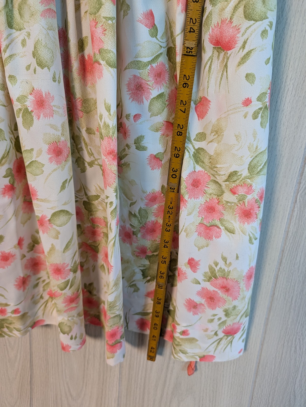 50s Vintage Floral Print Dress Size Small Cream Pink Cottagecore Pleated