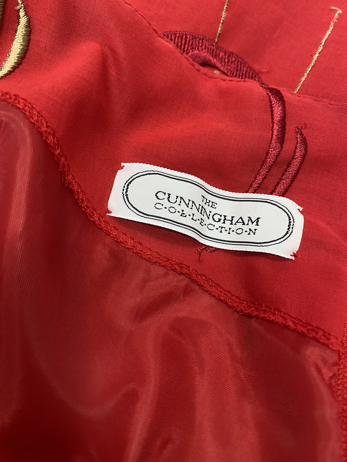 Vintage Dress SIZE SMALL red sheath embroidered 90s 80s Classic