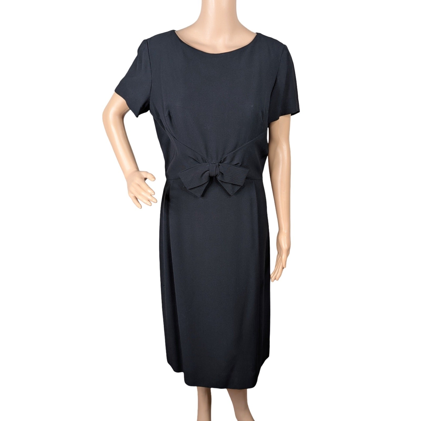 Vtg 50s Henry Lee Black Sheath Dress M Mid-Century Pinup Hourglass Rockabilly