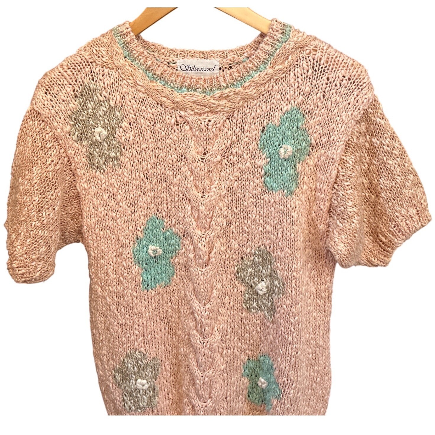 Vintage 90s Silvercord Sweater Cottagecore Grandmacore Preppy Soft Girl Coquette