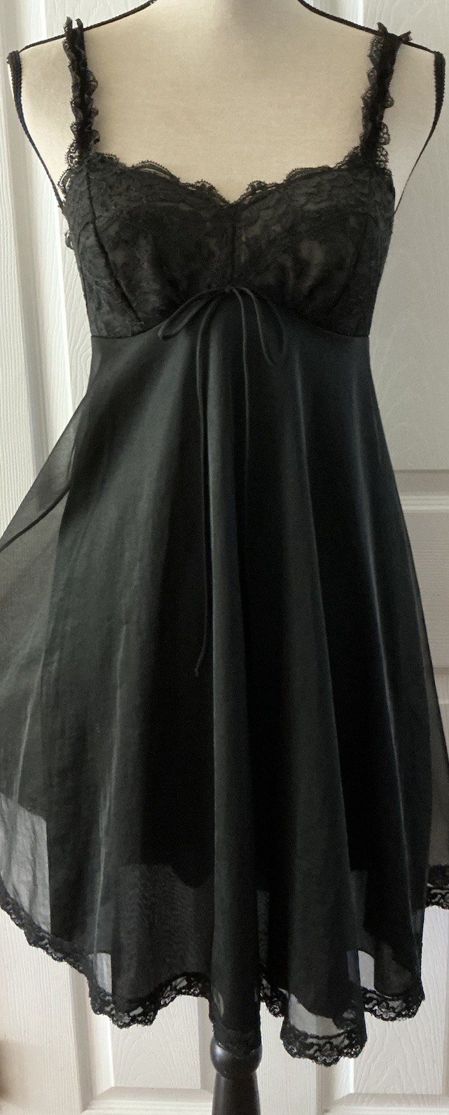 Vintage OLGA Black BABYDOLL Nylon Lace Nightgown Bra Top~Sleeping Pretty~ Sz. 32