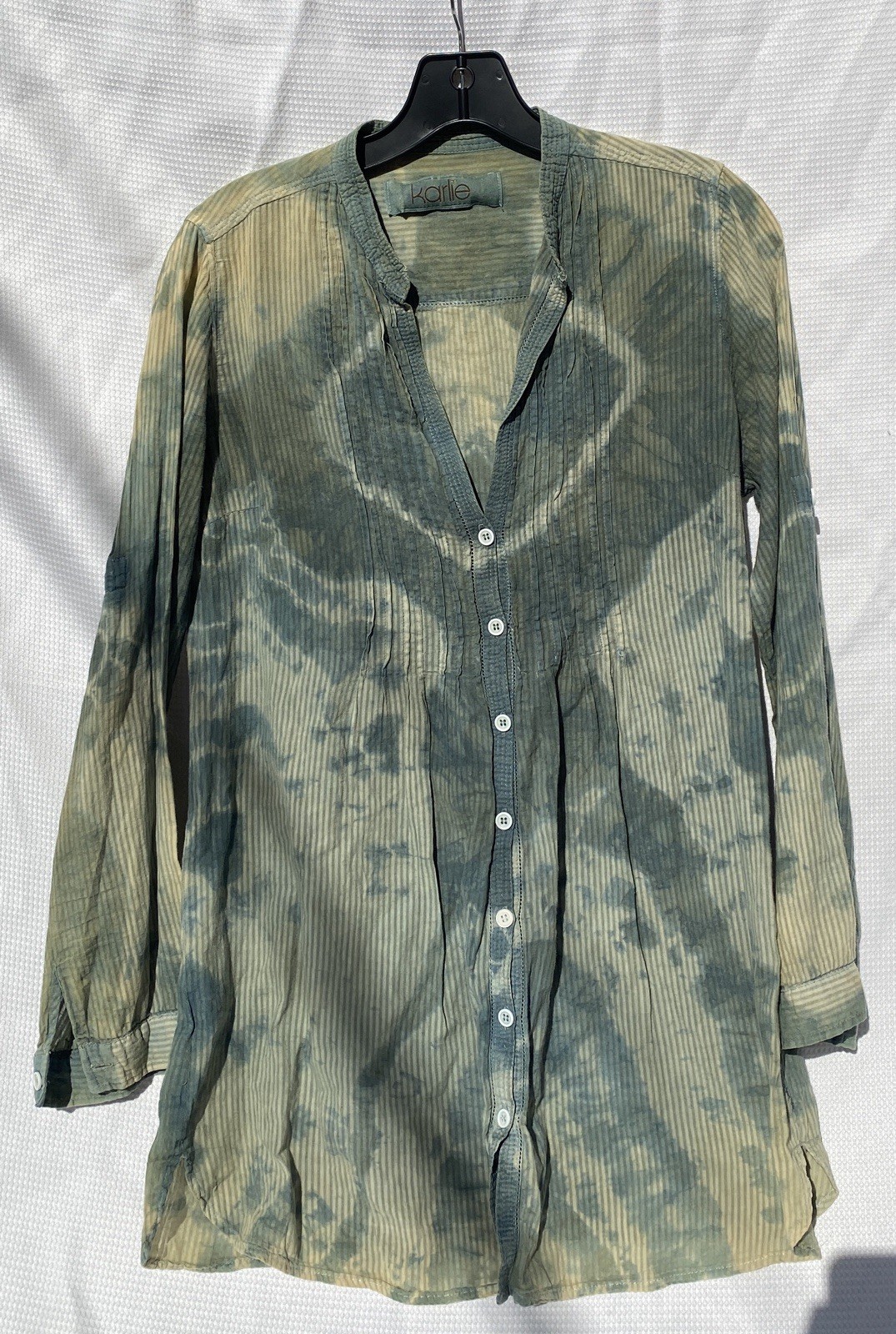 Hand Dyed Cotton Pesant Shirt Indigo And Onion Skin Shibori
